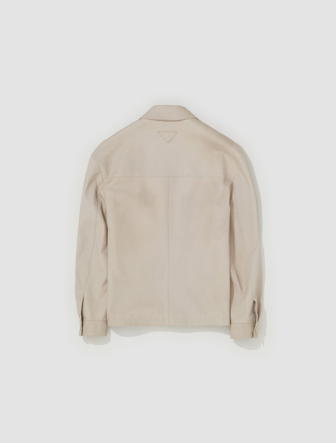 Leather Shirt Jacket in Cream