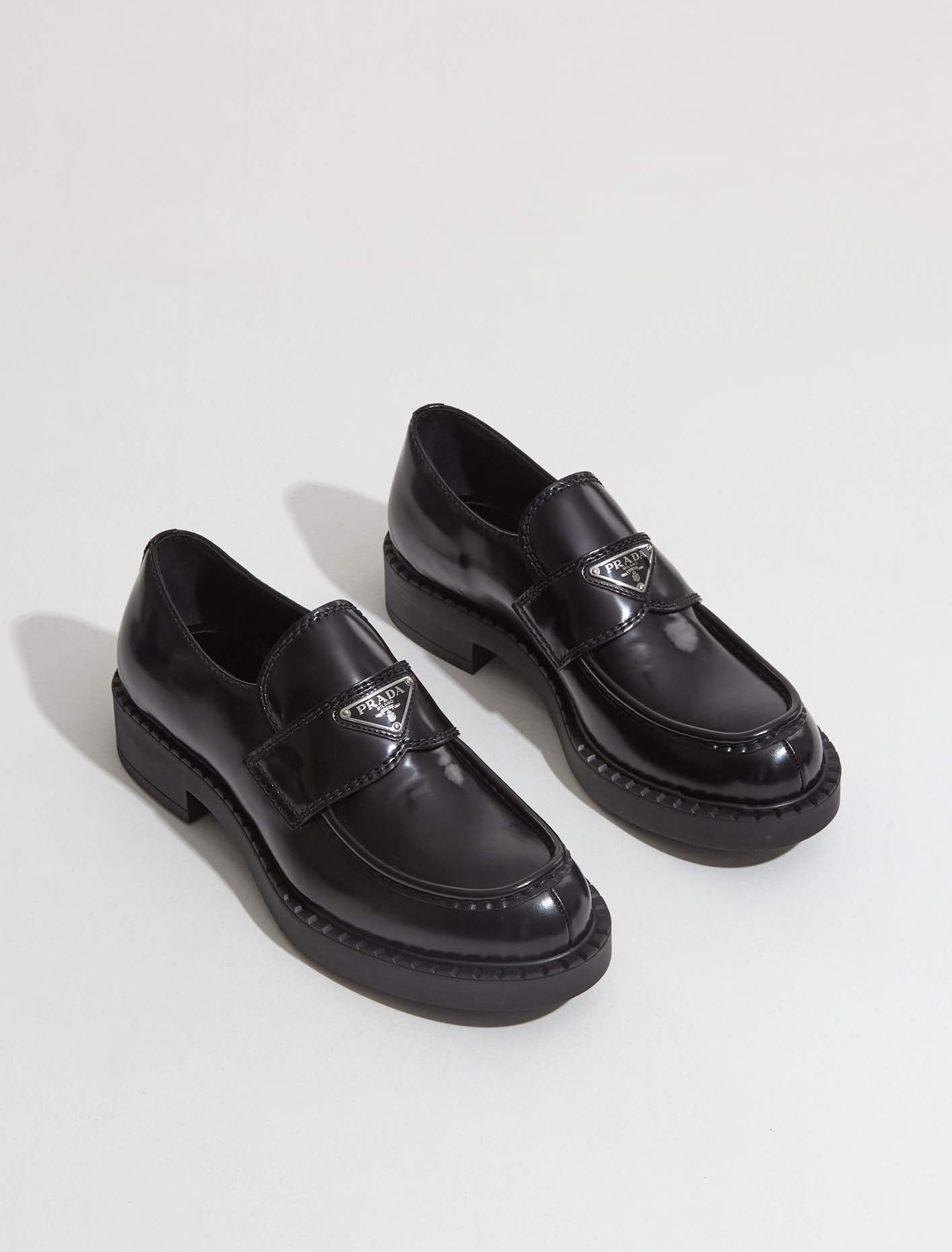 Brushed Leather Loafers in Black