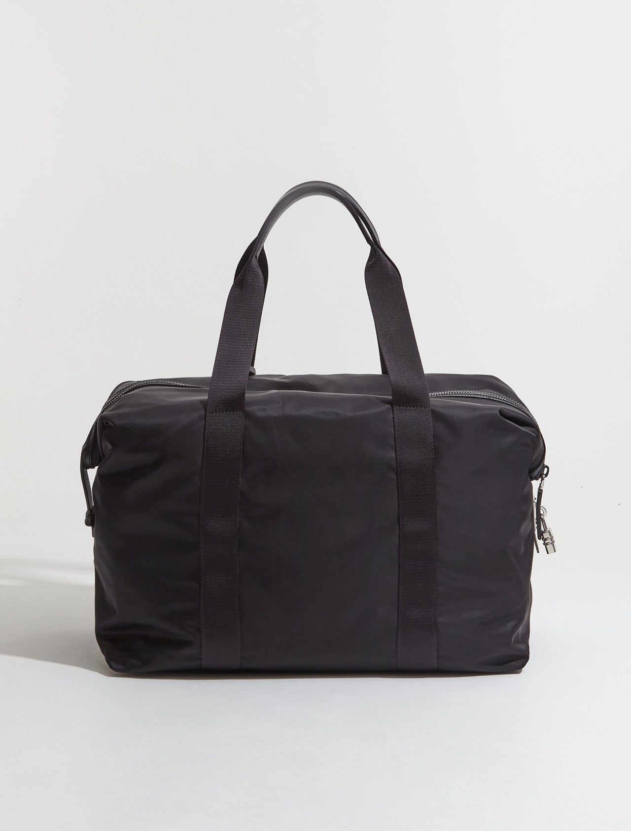 Re-Nylon and Saffiano Leather Travel Bag in Black