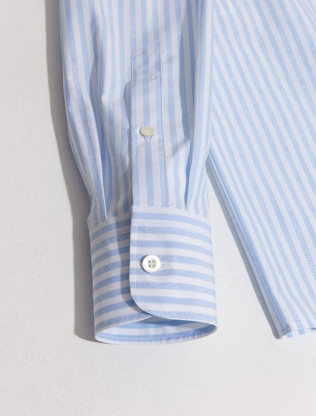 Striped Cotton Shirt in Light Blue