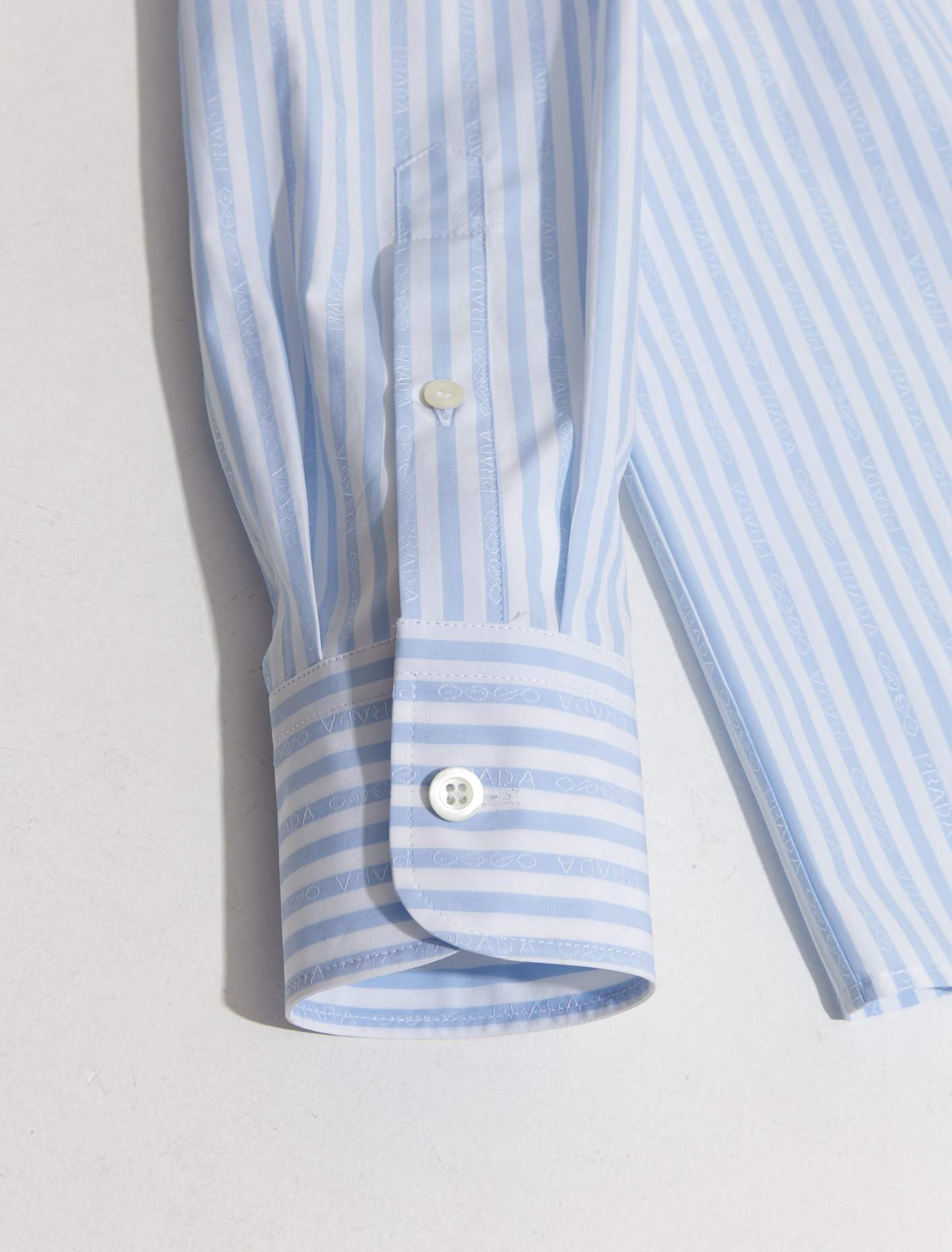 Striped Cotton Shirt in Light Blue