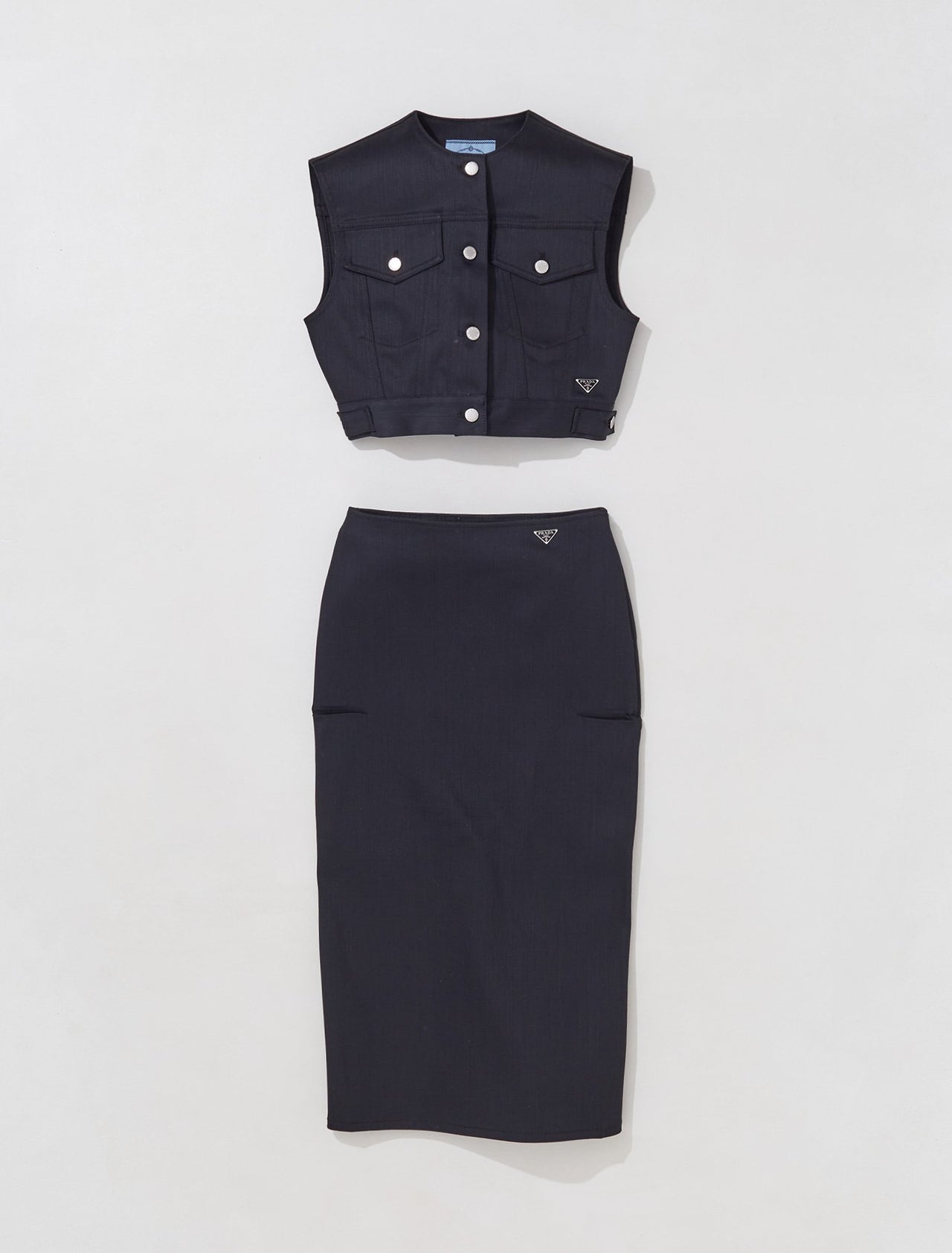 Stretch Denim Pencil Skirt in Black