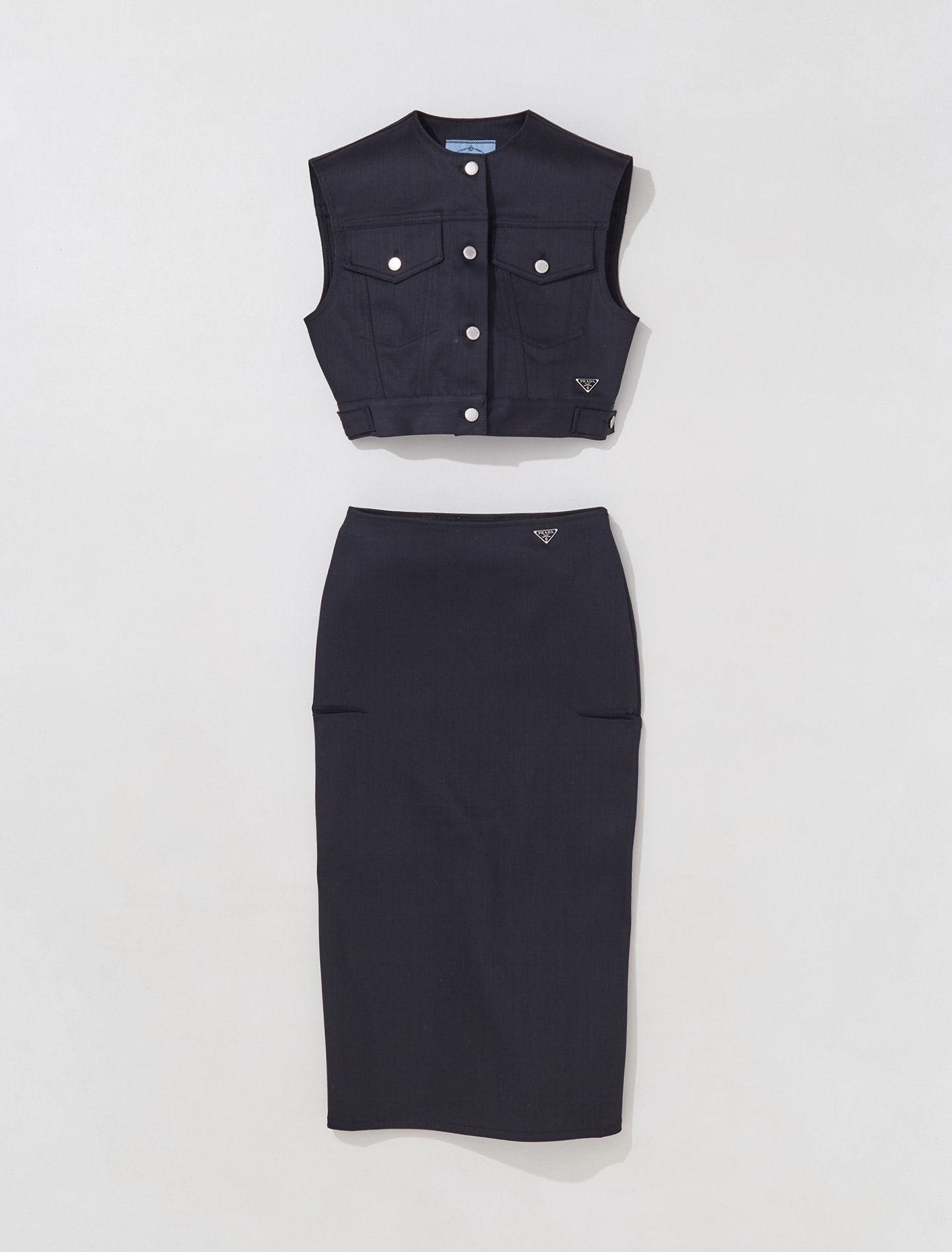 Stretch Denim Pencil Skirt in Black