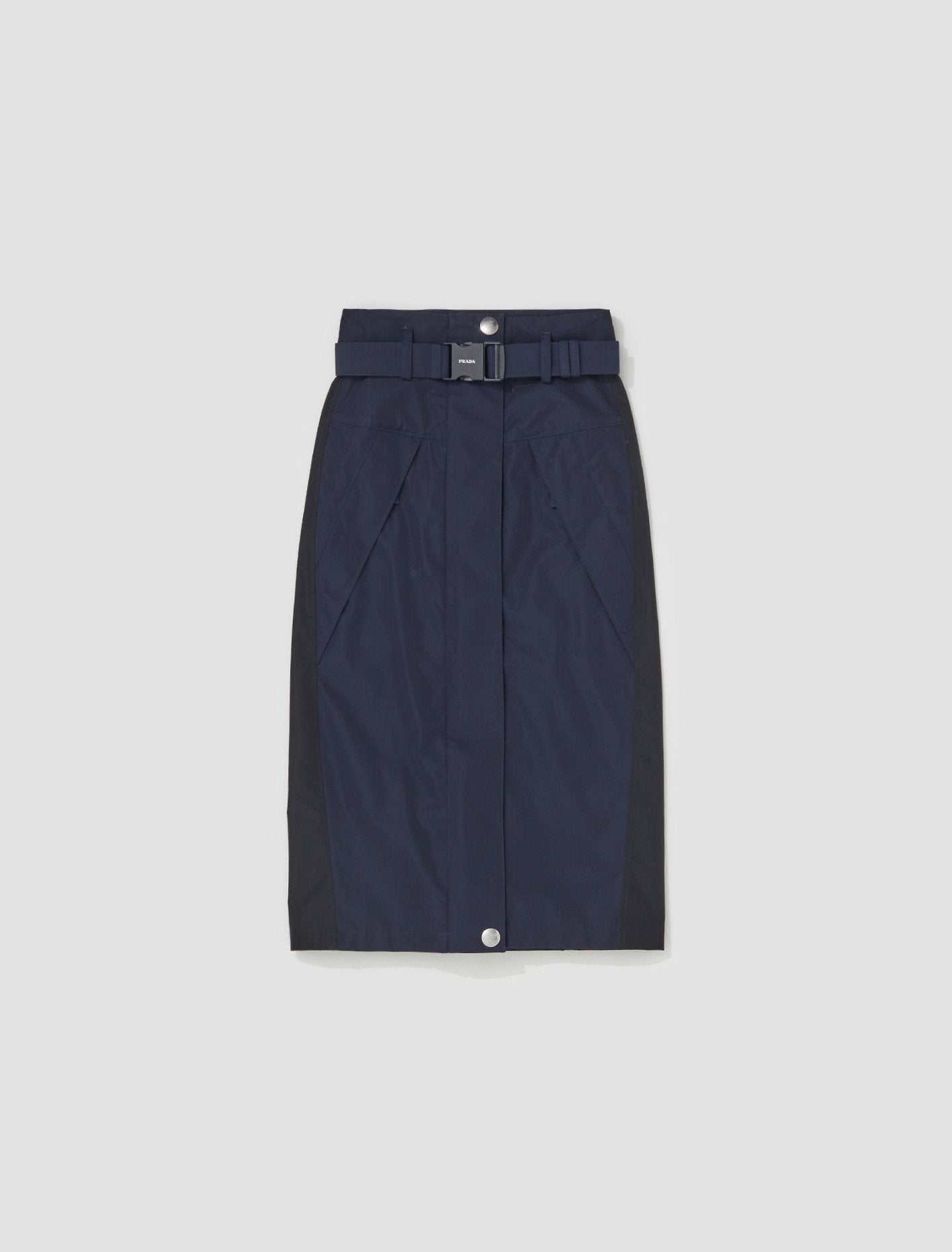 Technical Fabric Midi Skirt in Navy