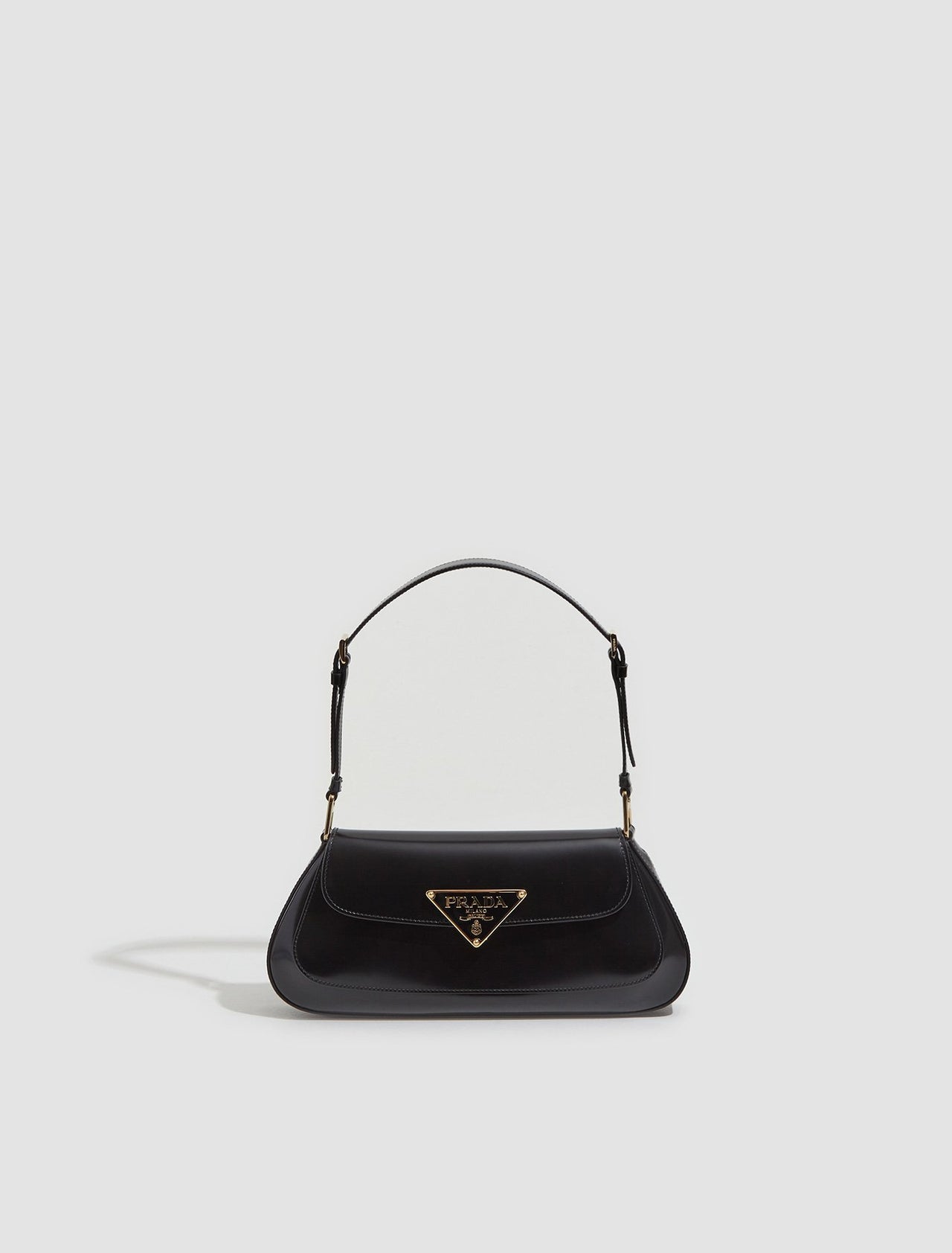 Brushed Leather Shoulder Bag in Black