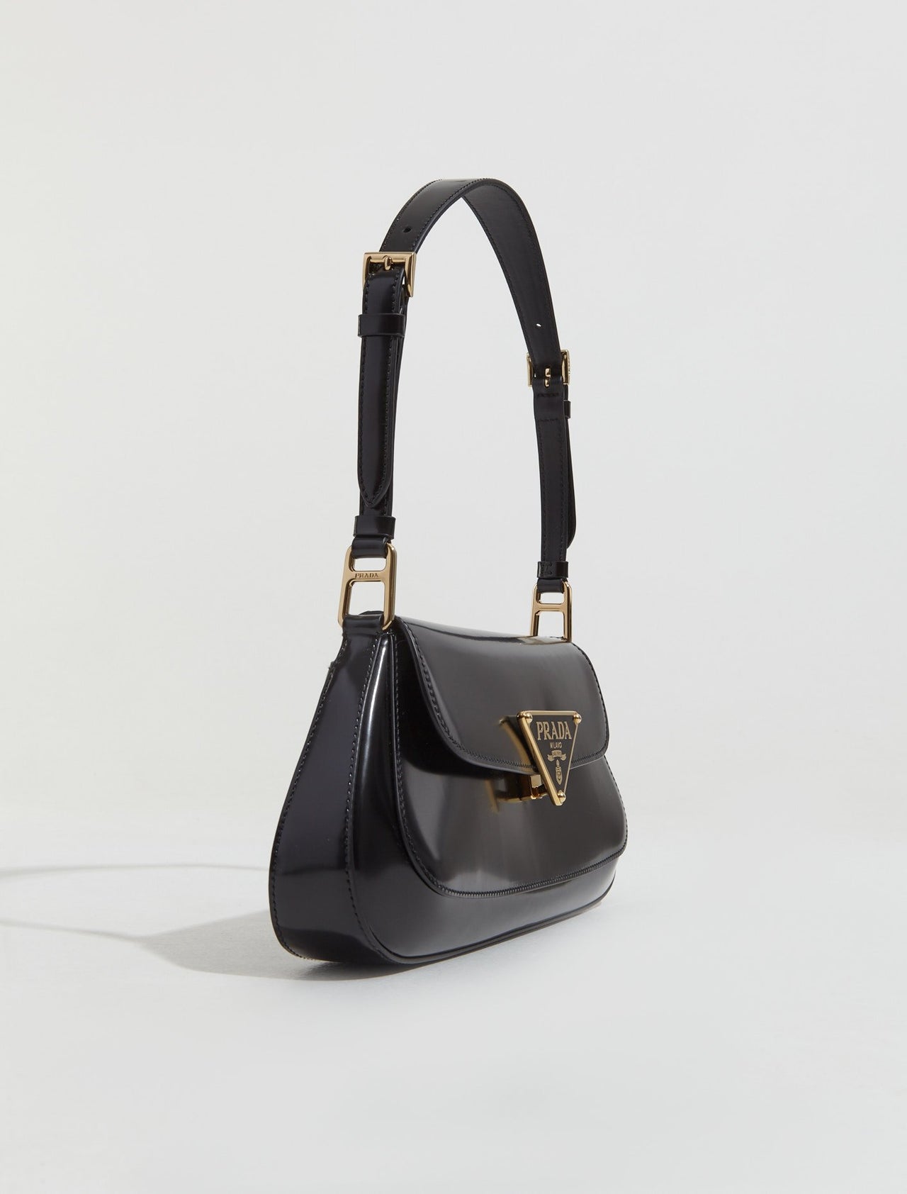 Brushed Leather Shoulder Bag in Black