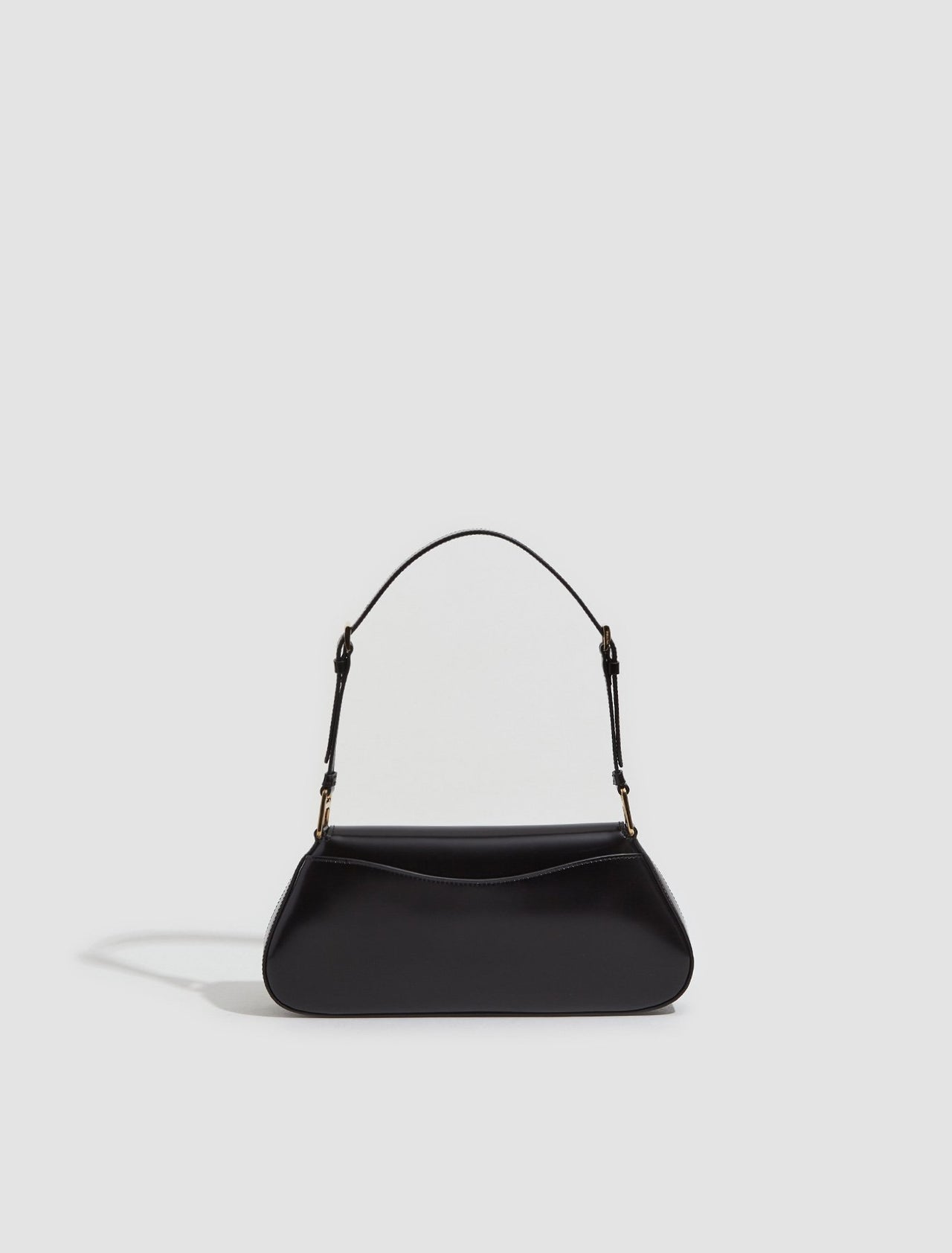 Brushed Leather Shoulder Bag in Black