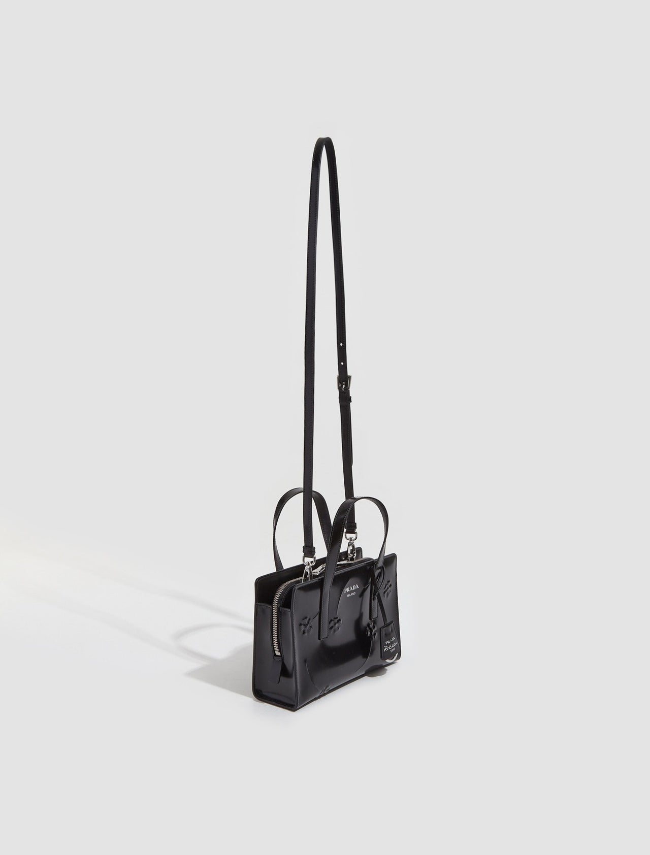 Re-Edition 1995 Brushed Leather Mini Handbag in Black