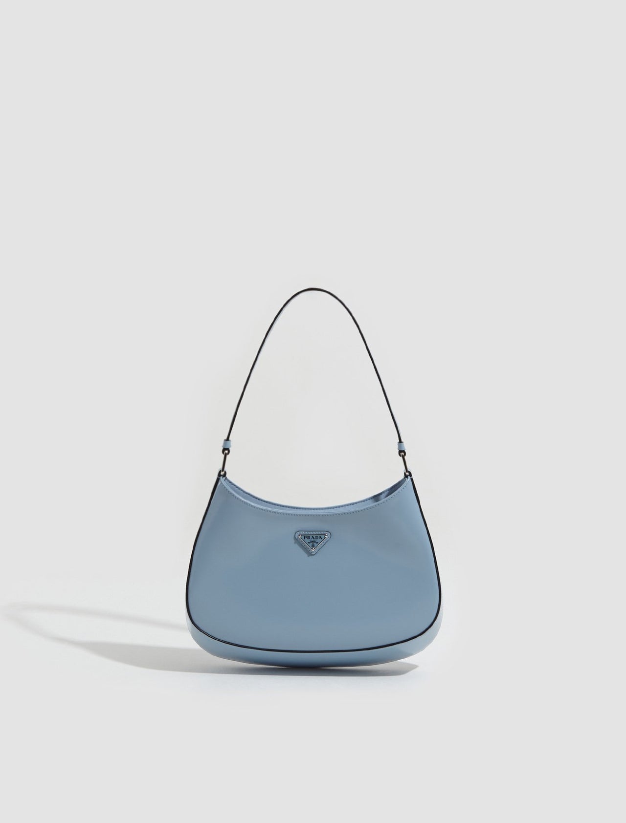 Cleo Brushed Leather Shoulder Bag in Sky Blue