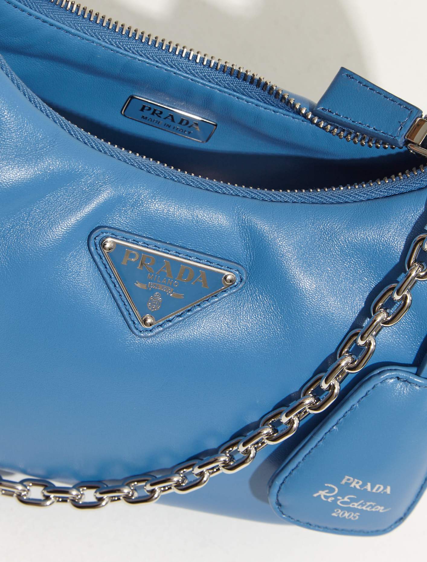 Padded Nappa-Leather Re-Edition 2005 Shoulder Bag in Light Blue