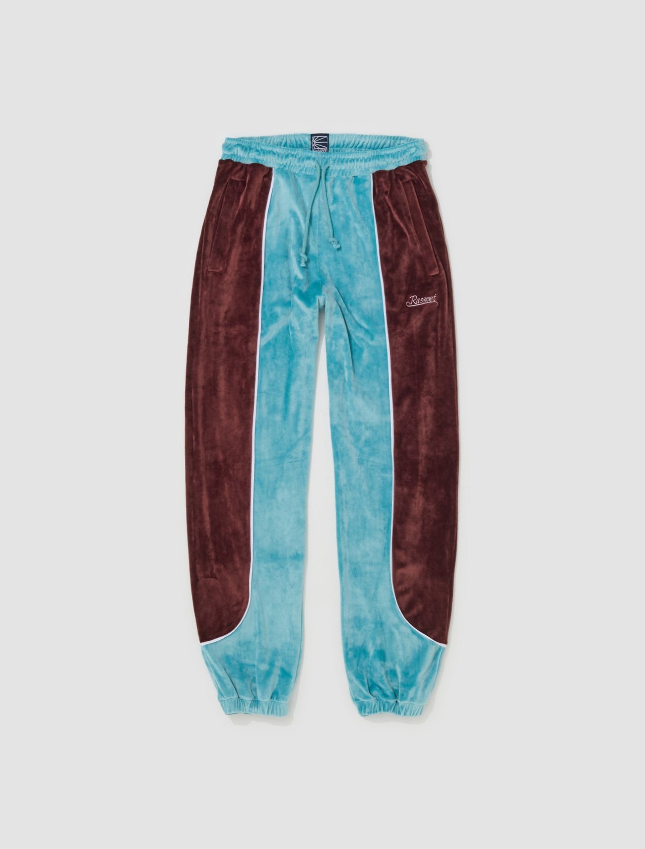 Knit Velours Sports Trousers in Blue