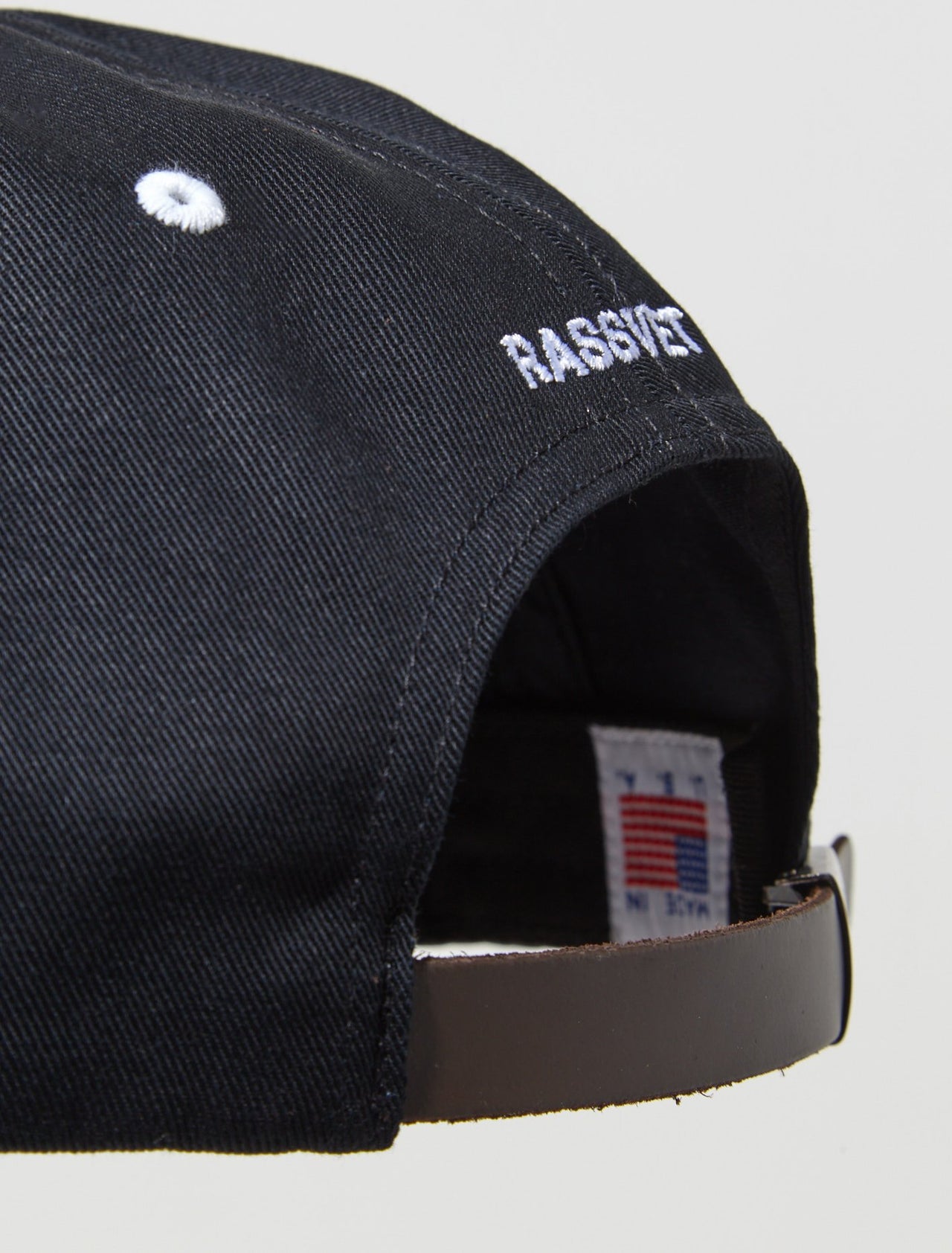 Woven 5-Panel Logo Cap in Black