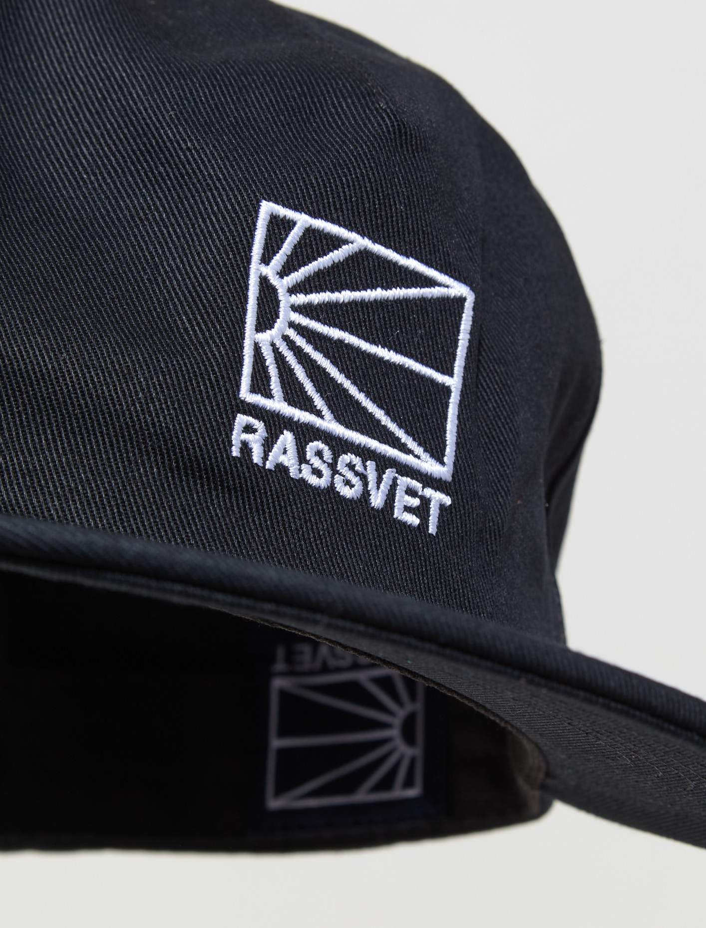Woven 5-Panel Logo Cap in Black