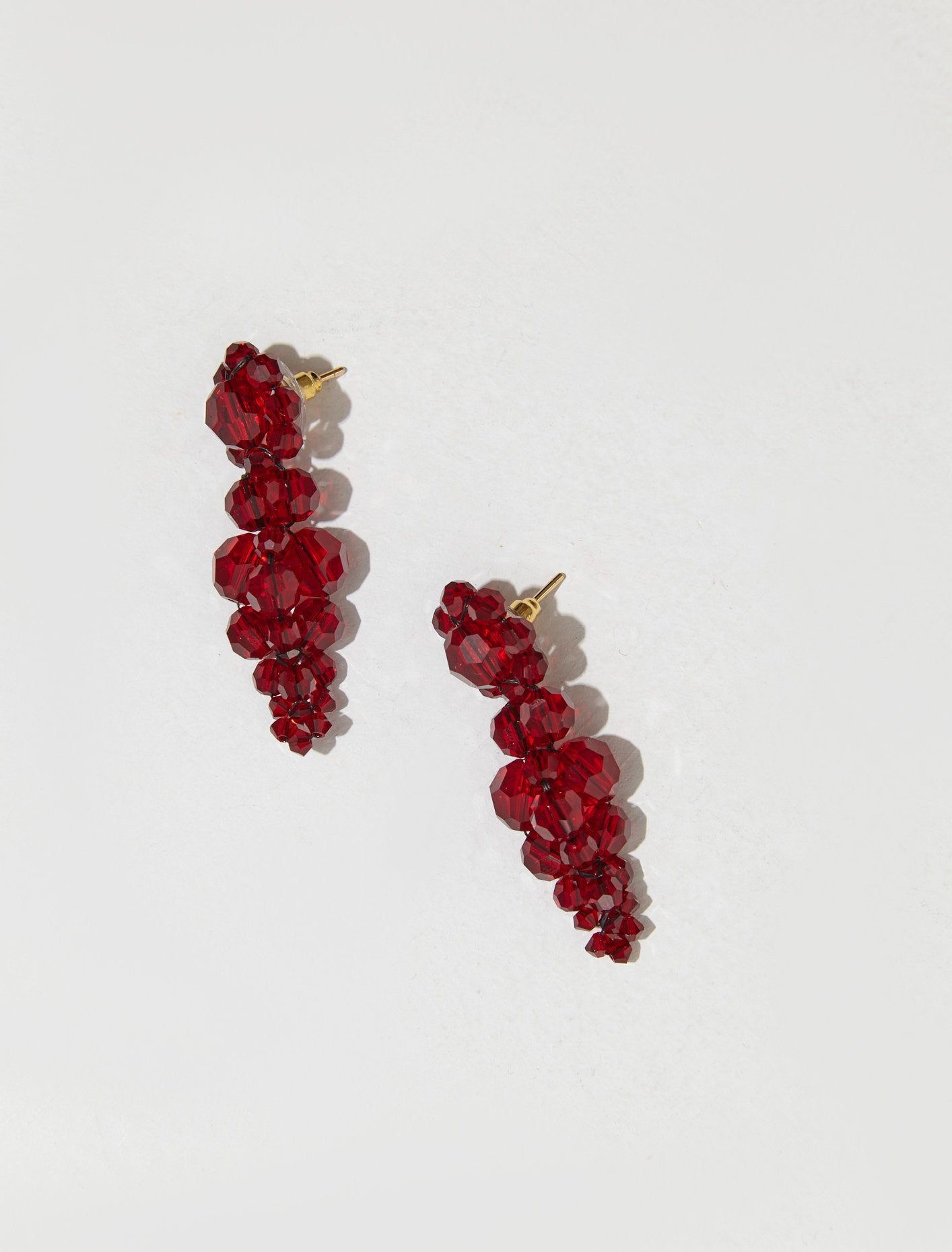 Mini Cluster Earrings in Blood Red