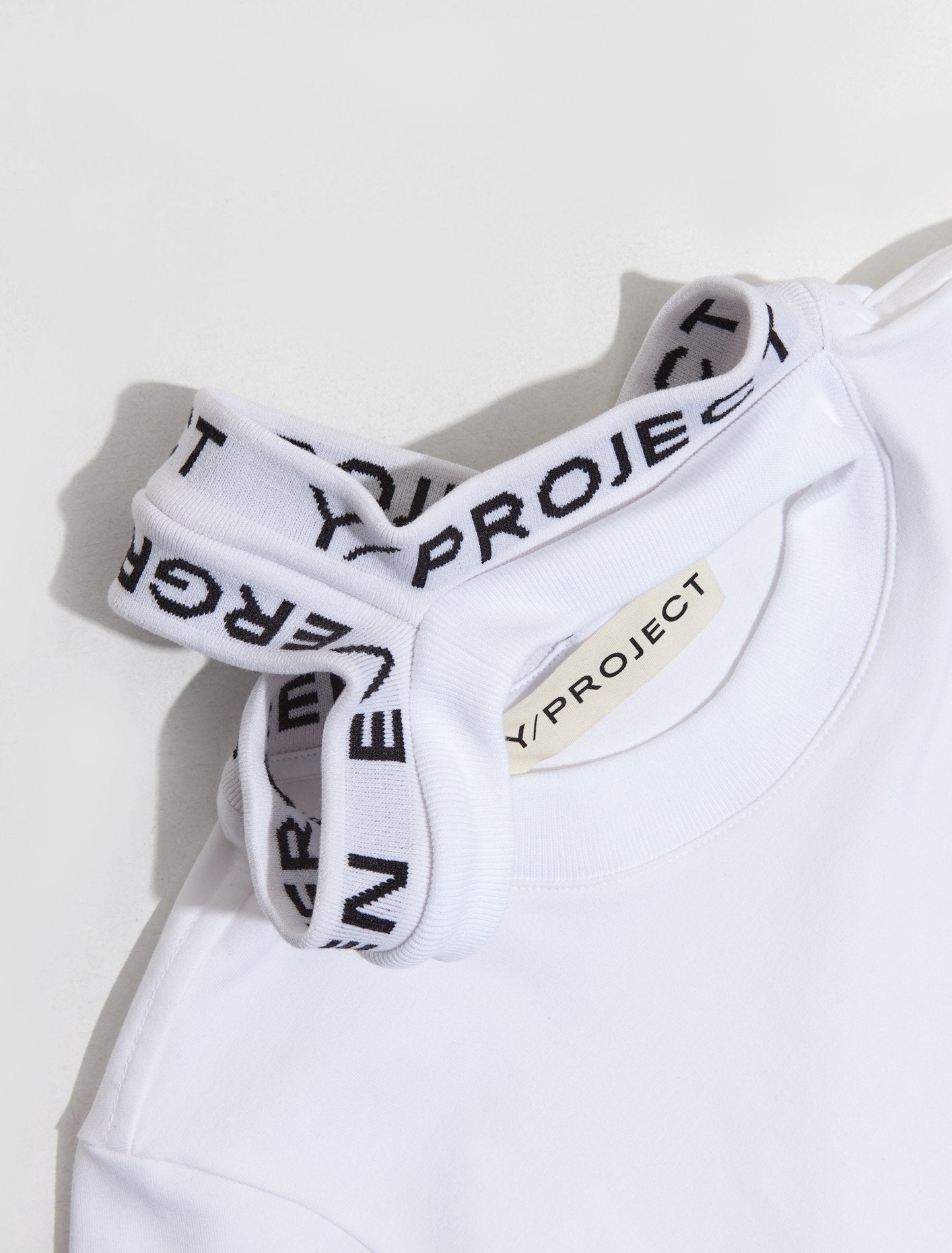 Triple Collar Fitted T-Shirt in White