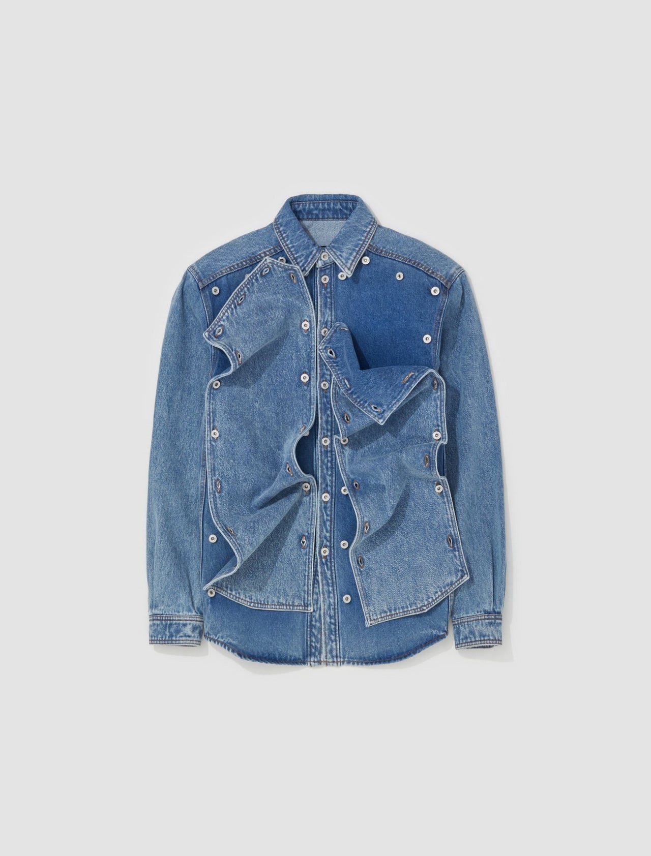 Snap Off Denim Shirt in Heavy Blue