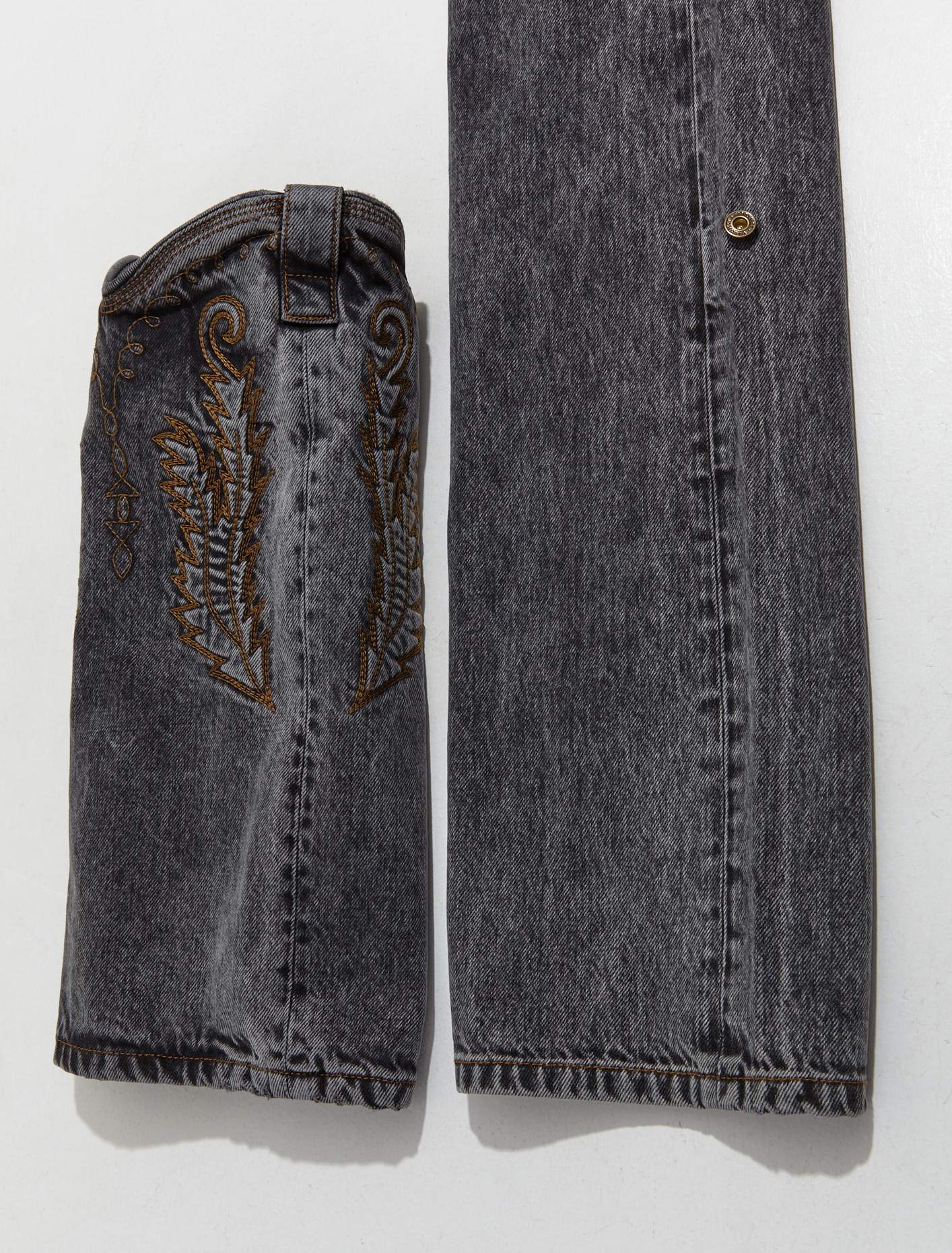 Evergreen Mini Cowboy Cuff Jeans in Vintage Black