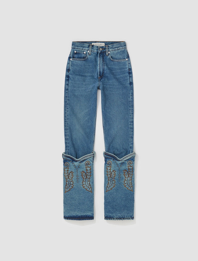Evergreen Mini Cowboy Cuff Jeans in Vintage Blue