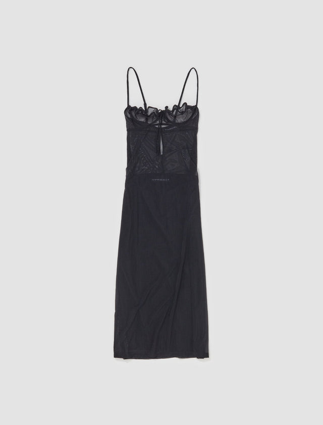 Wire Brasier Slip Dress in Black