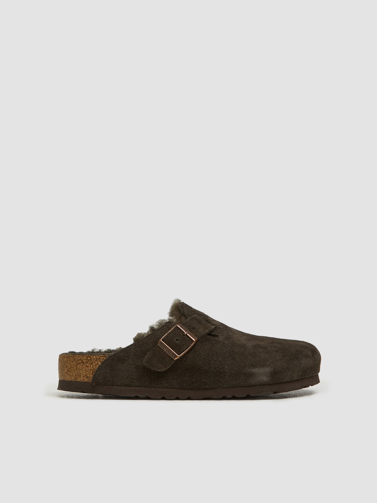 Boston Shearling Suede Mules in Mocca