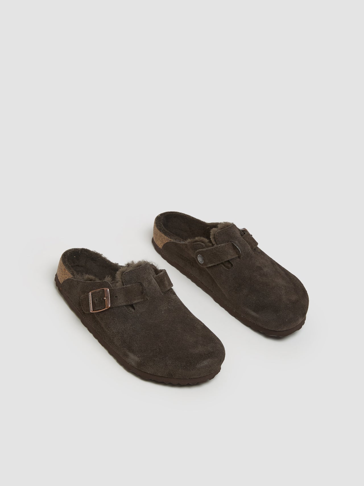 Boston Shearling Suede Mules in Mocca