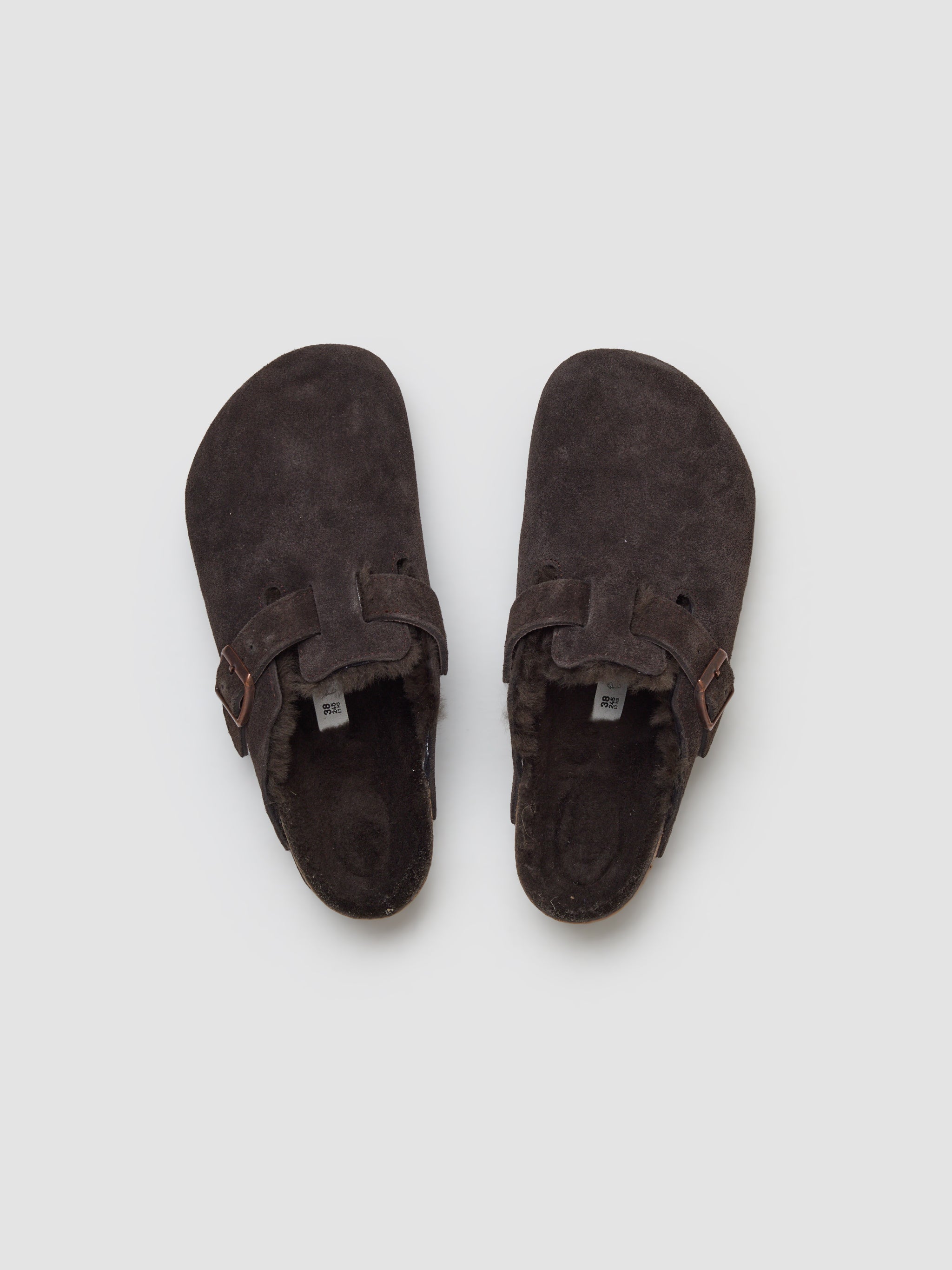 Boston Shearling Suede Mules in Mocca