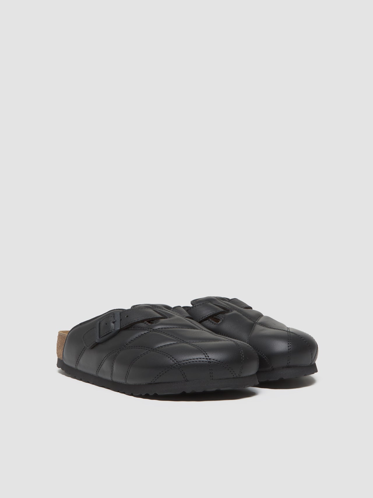 Boston Quilted Leather Clog in Black