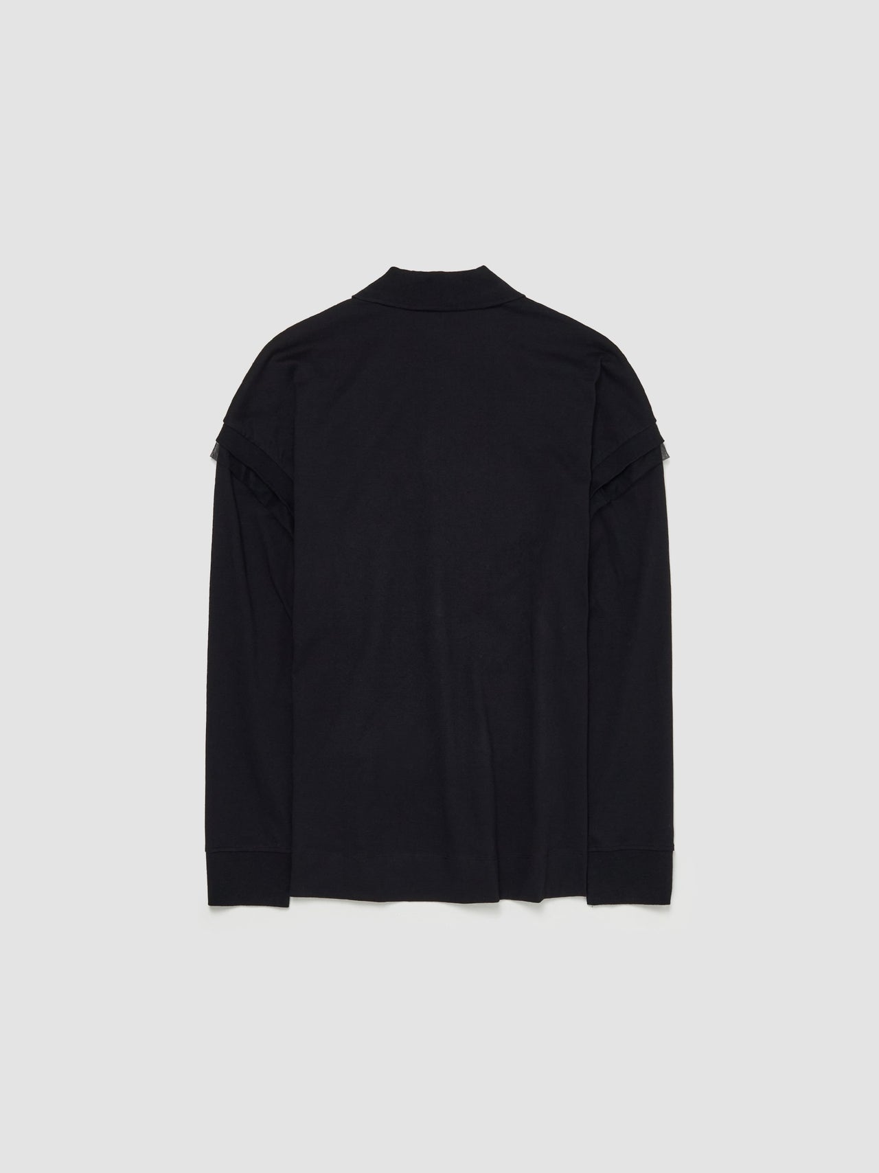 Oversized Long Sleeve Polo Shirt in Black