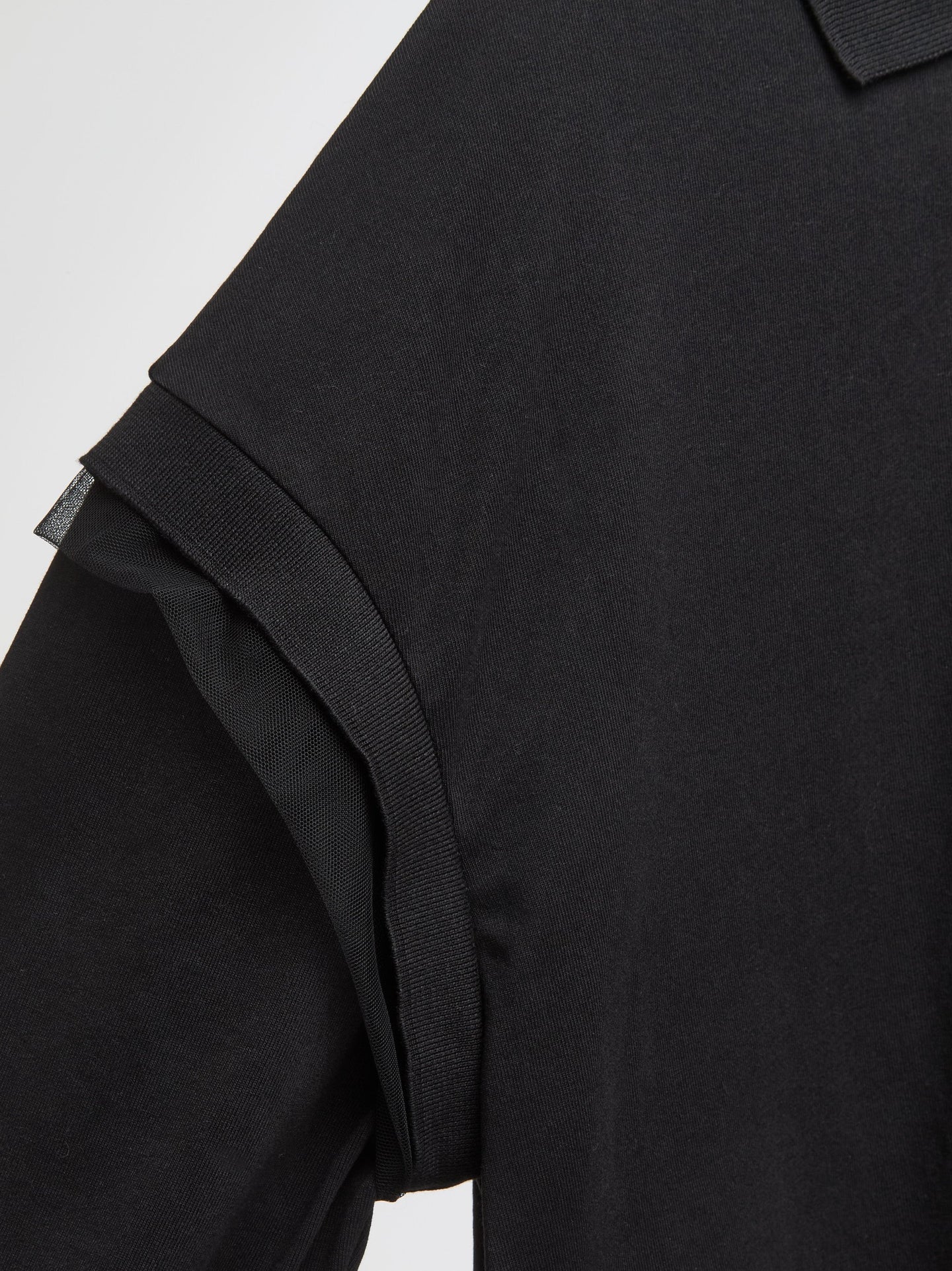 Oversized Long Sleeve Polo Shirt in Black