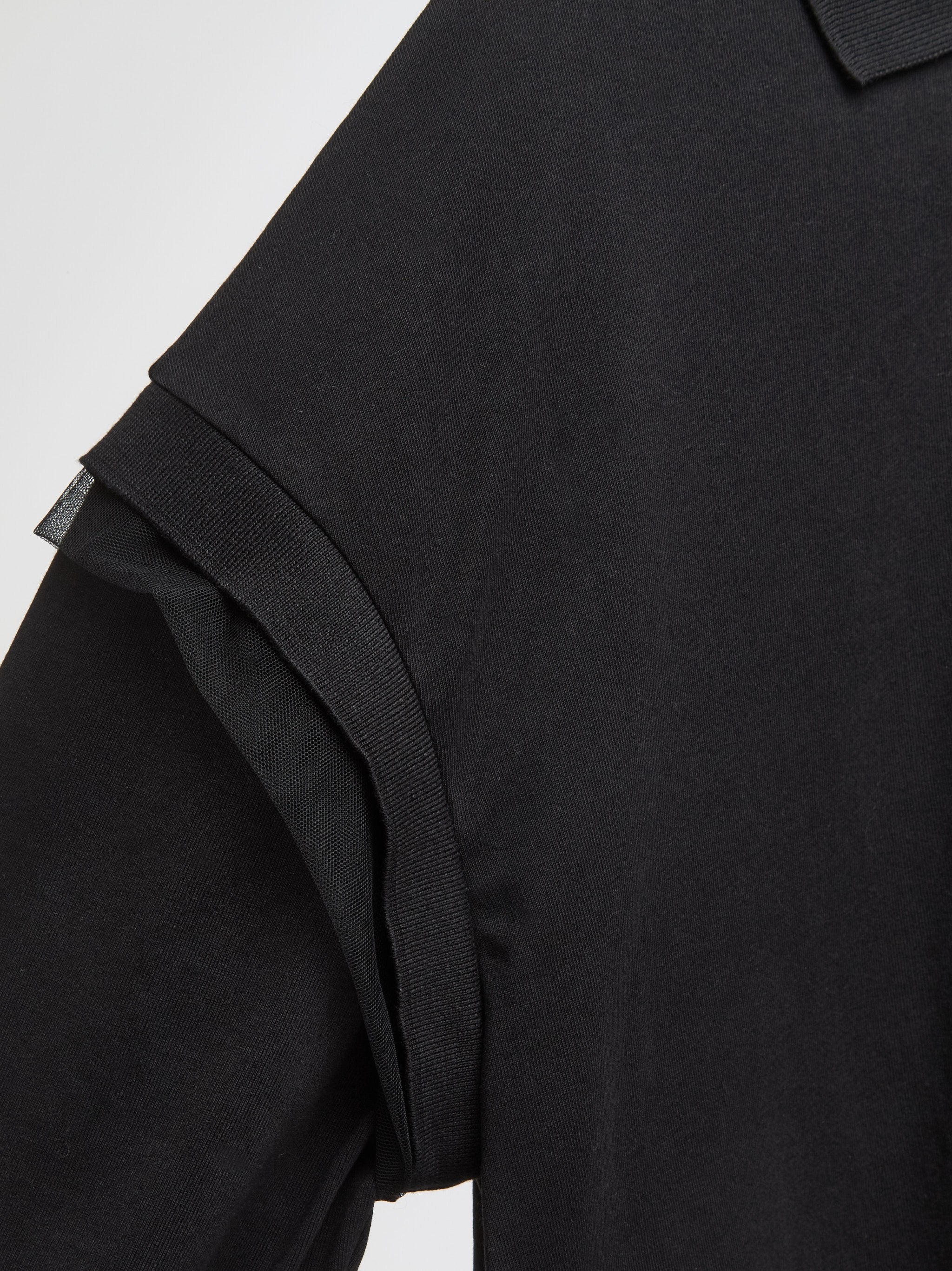 Oversized Long Sleeve Polo Shirt in Black