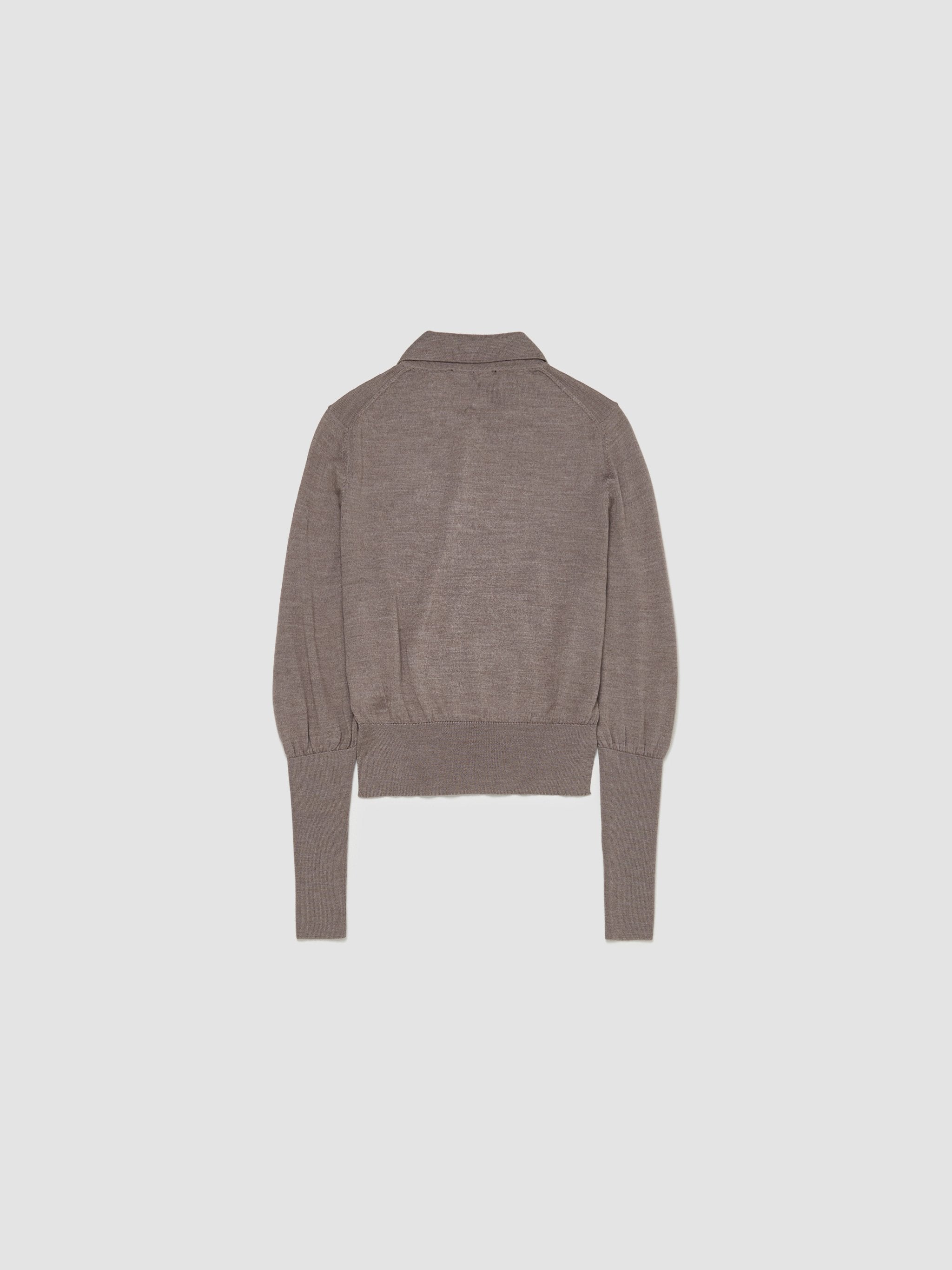 Merino Silk Knit Polo Sweater in Clay