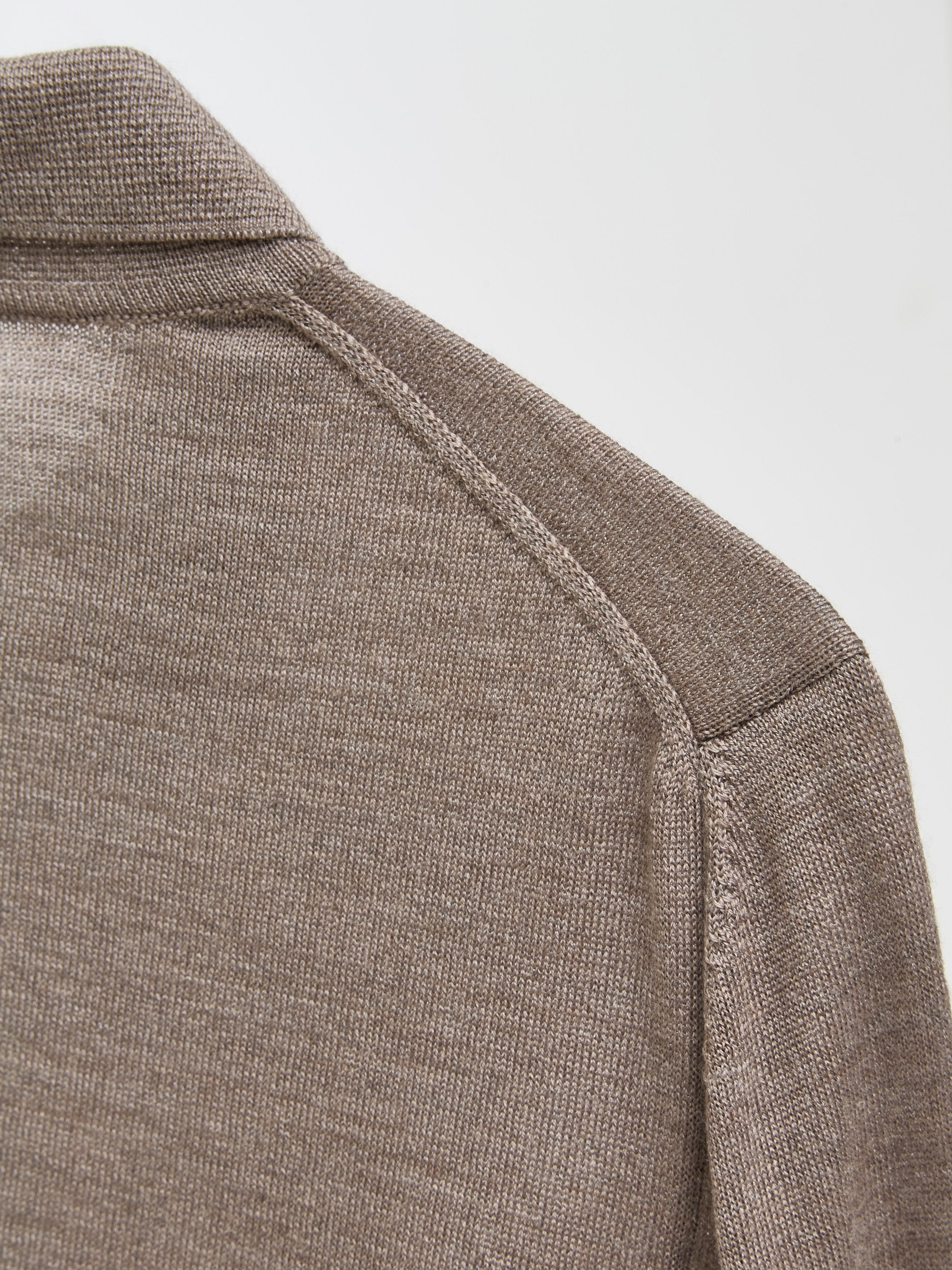 Merino Silk Knit Polo Sweater in Clay