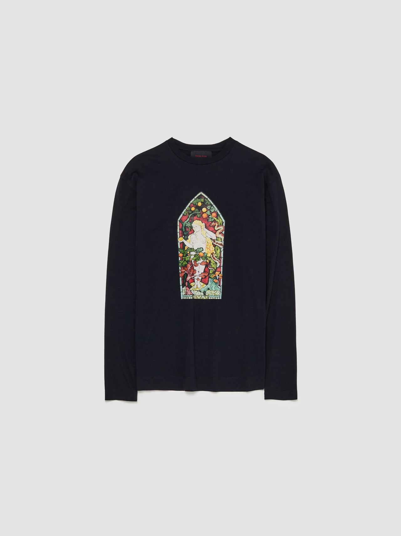 Stained Glass Print Long Sleeve T-Shirt in Black