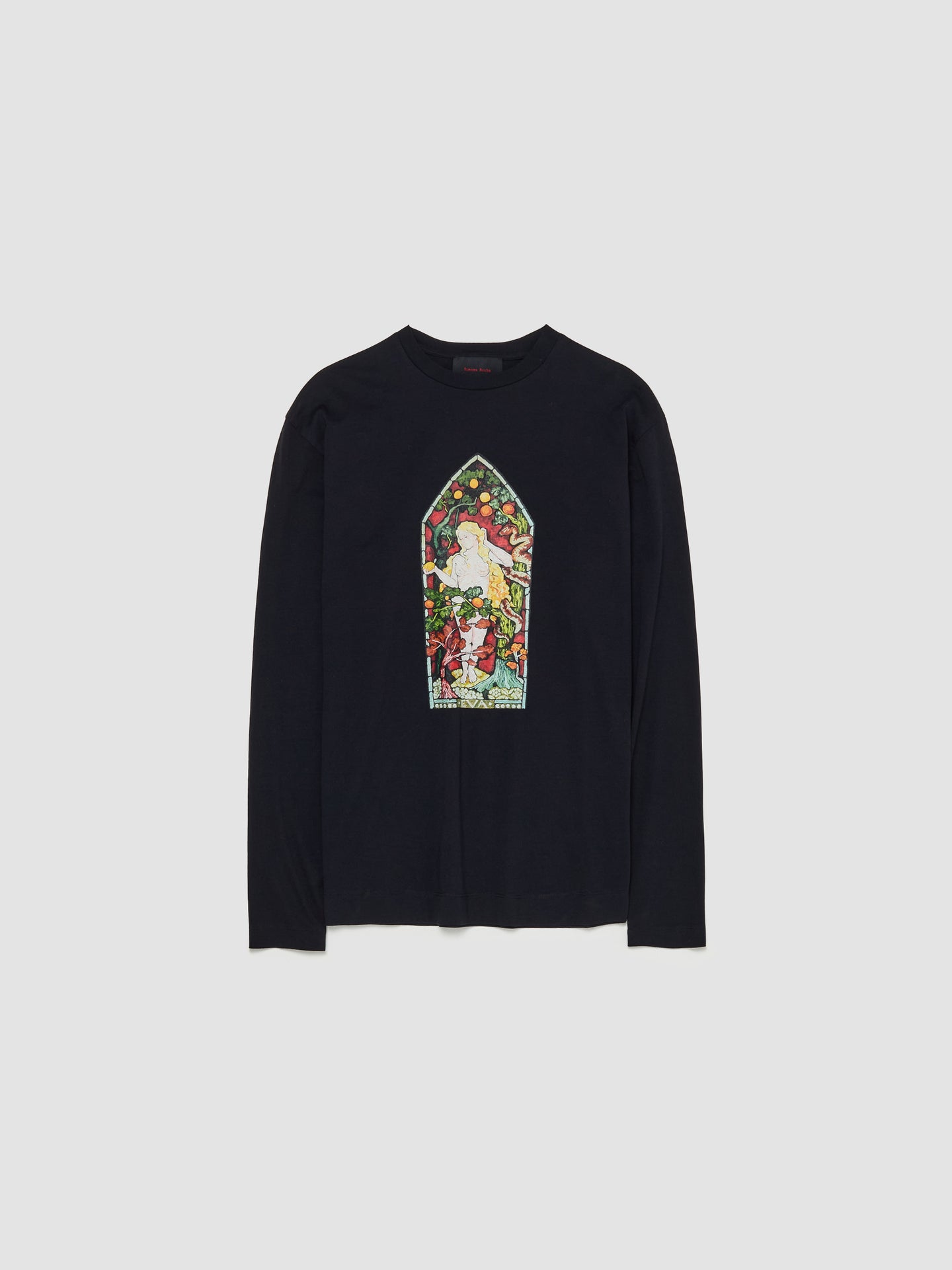 Stained Glass Print Long Sleeve T-Shirt in Black