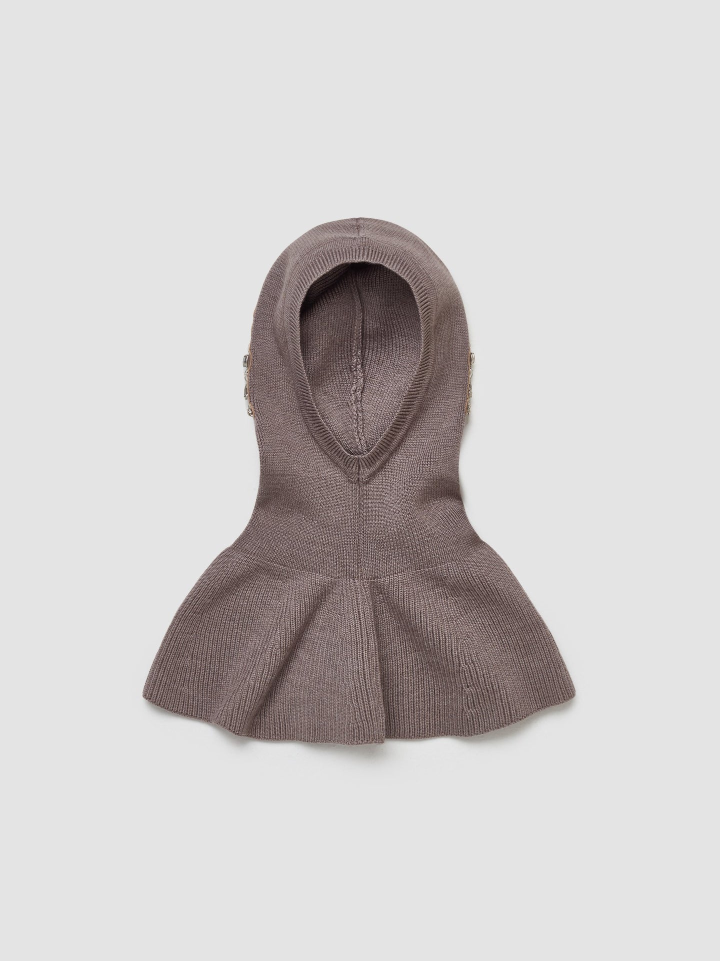 Pointed Merino Silk Knit Balaclava in Clay