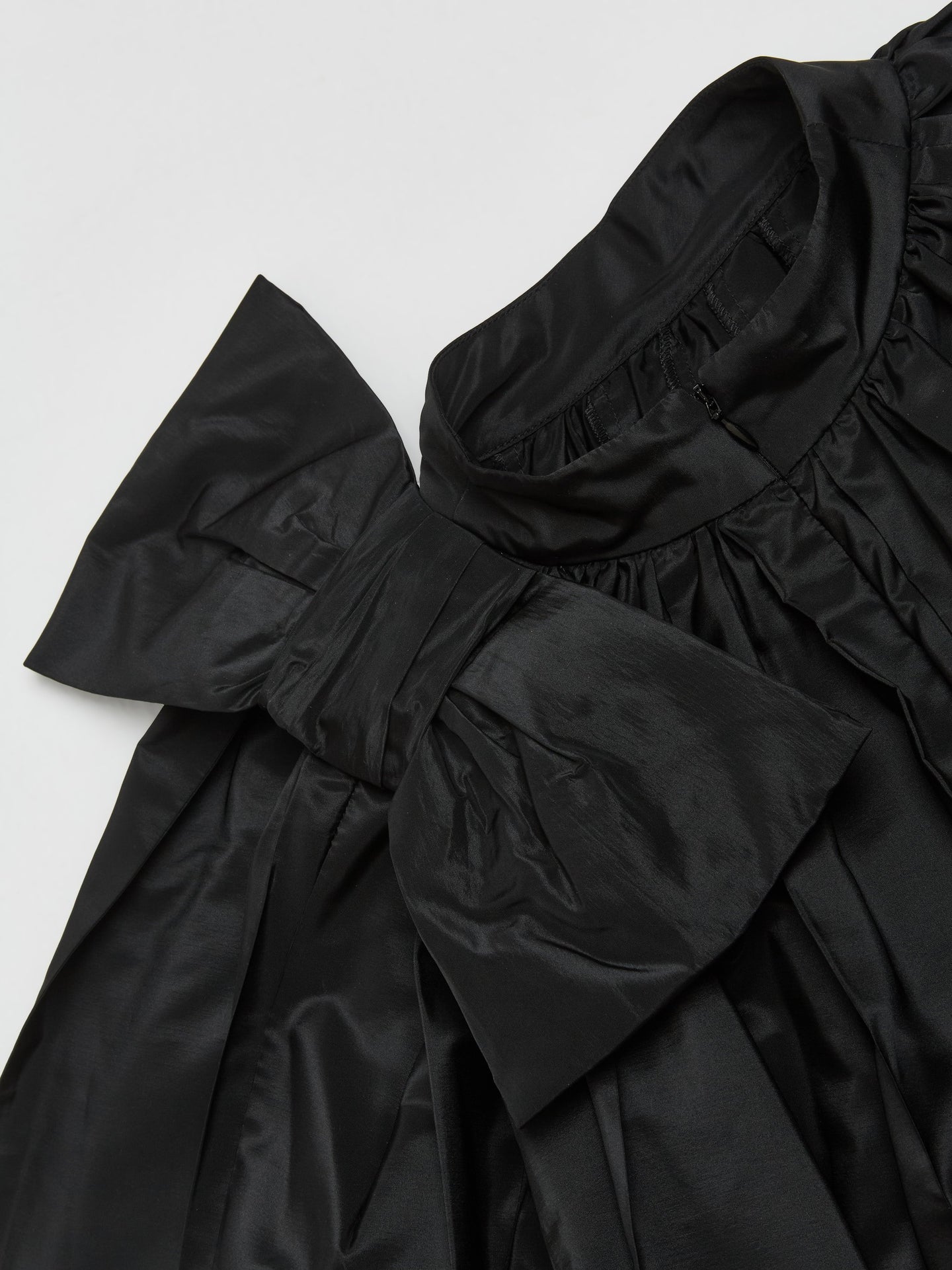 Short Pleated Cascade Cape Dress in Black