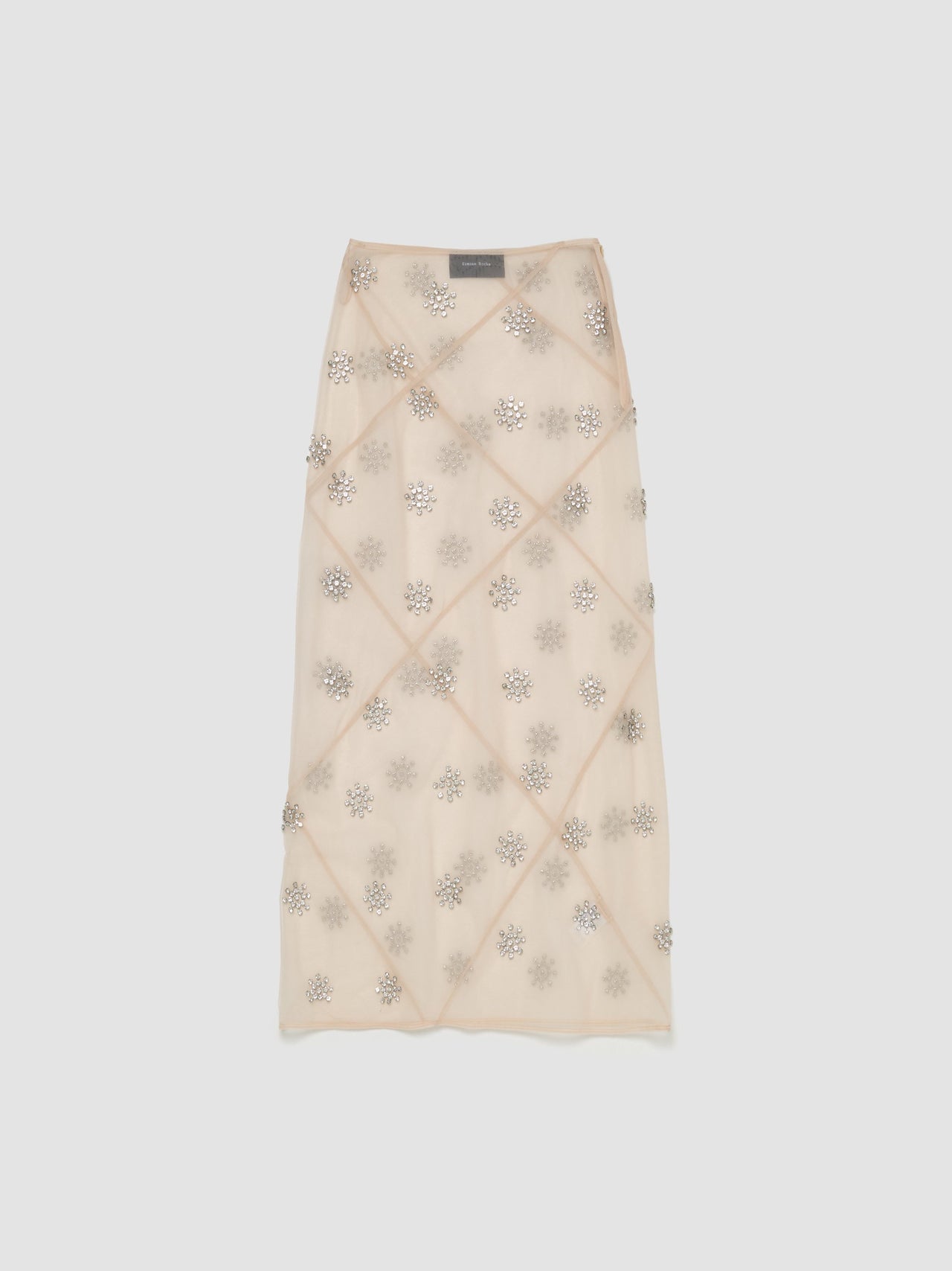 Sheer Spiral Midi Skirt in Nude