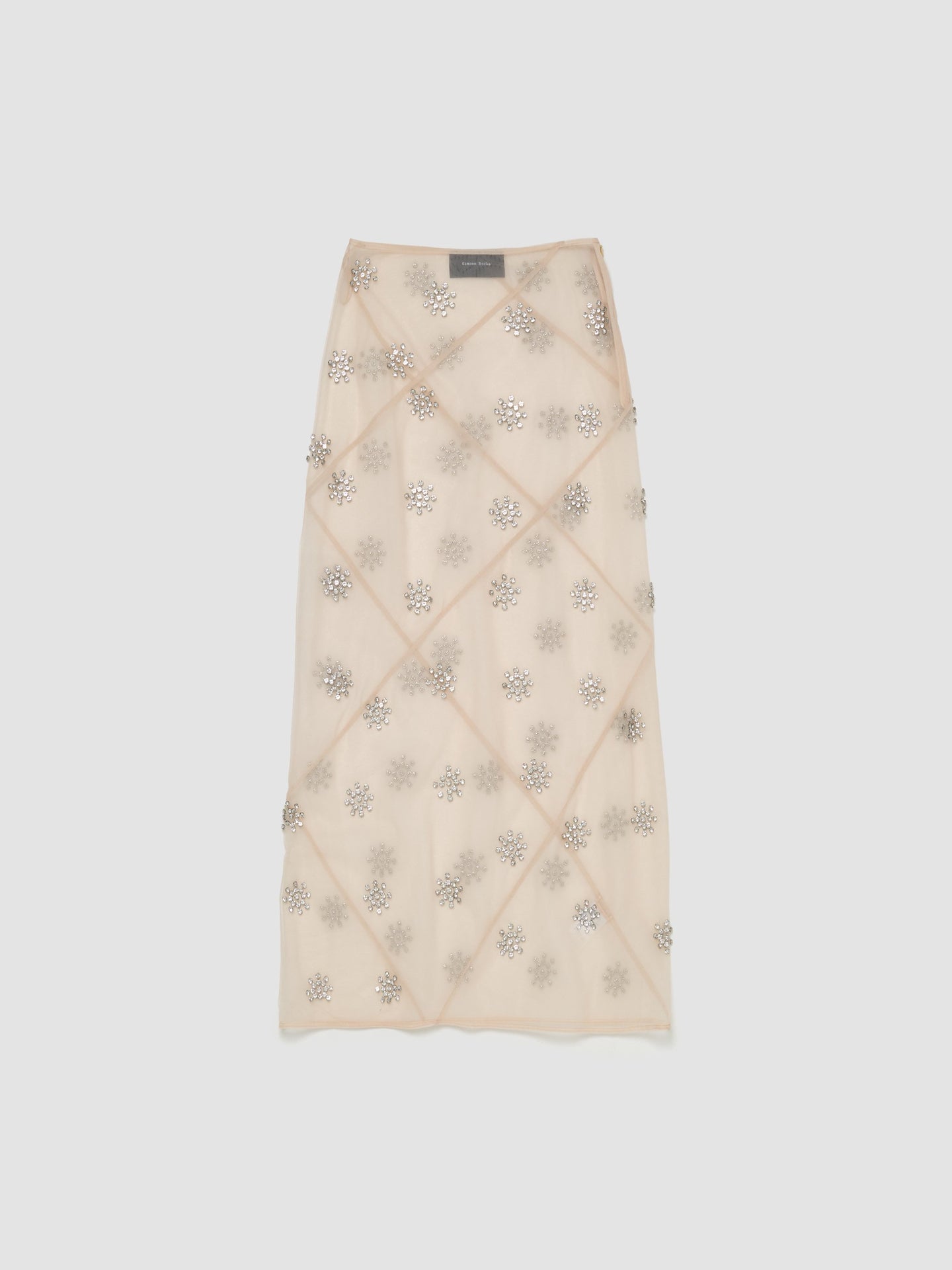 Sheer Spiral Midi Skirt in Nude