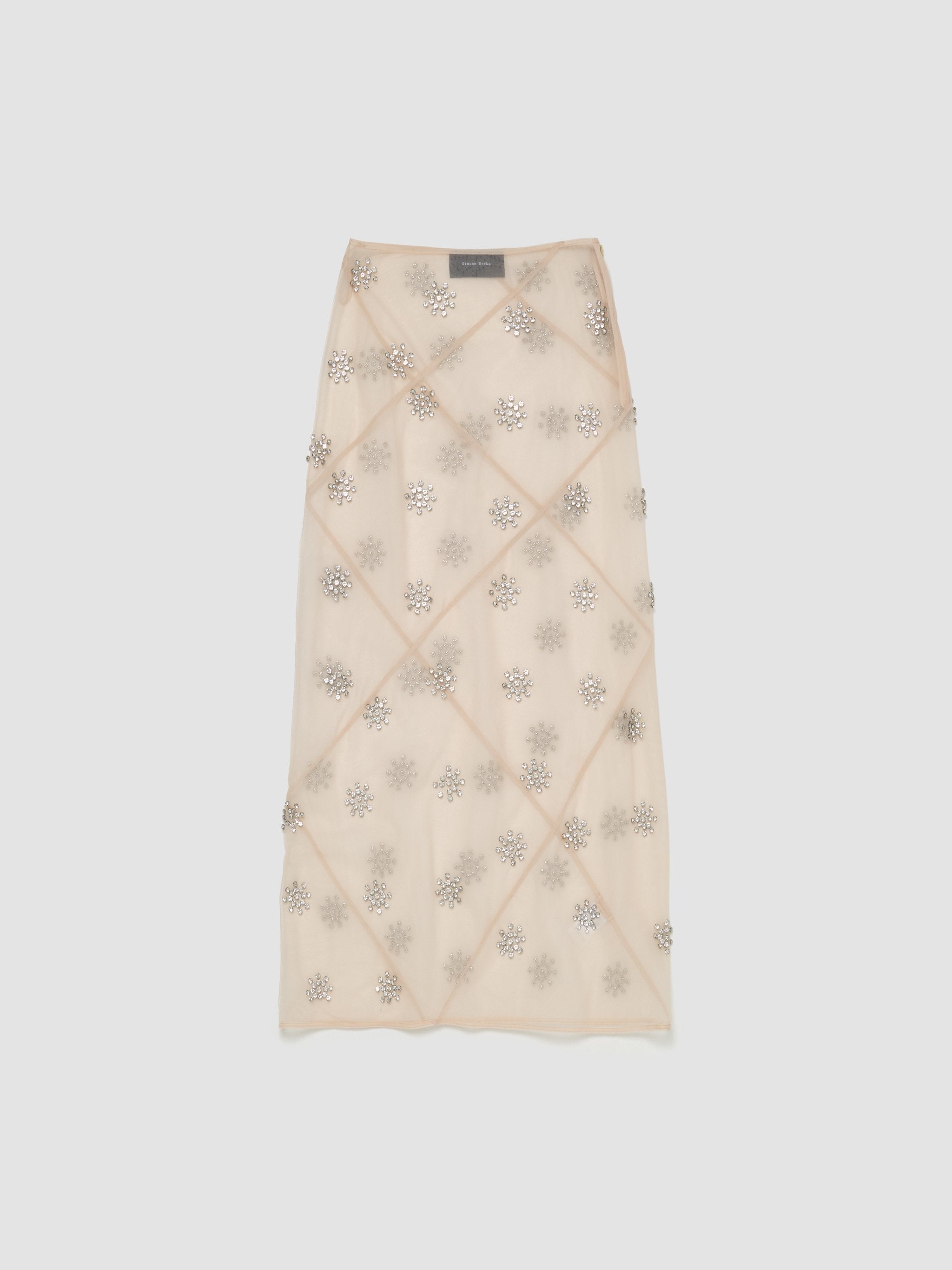 Sheer Spiral Midi Skirt in Nude