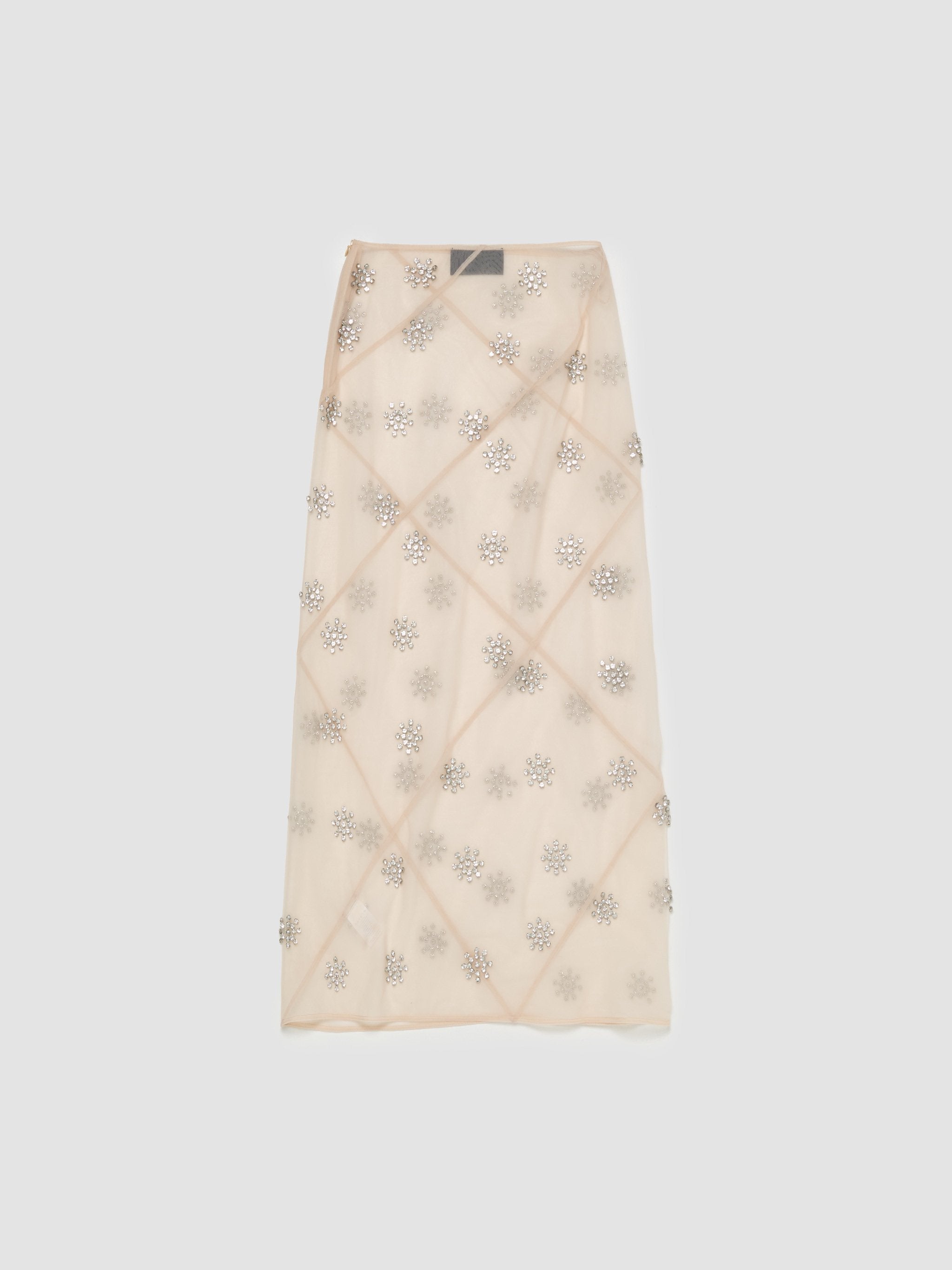 Sheer Spiral Midi Skirt in Nude