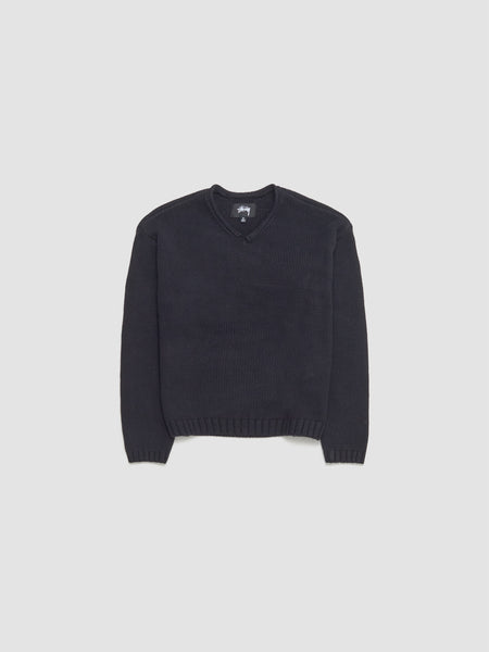 Stüssy - Roll V-Neck Sweater in Black - 117289-0001 – Voo Store