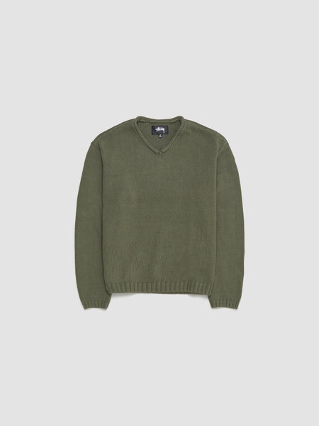 Stüssy - Roll V-Neck Sweater in Olive - 117289-0403 – Voo Store