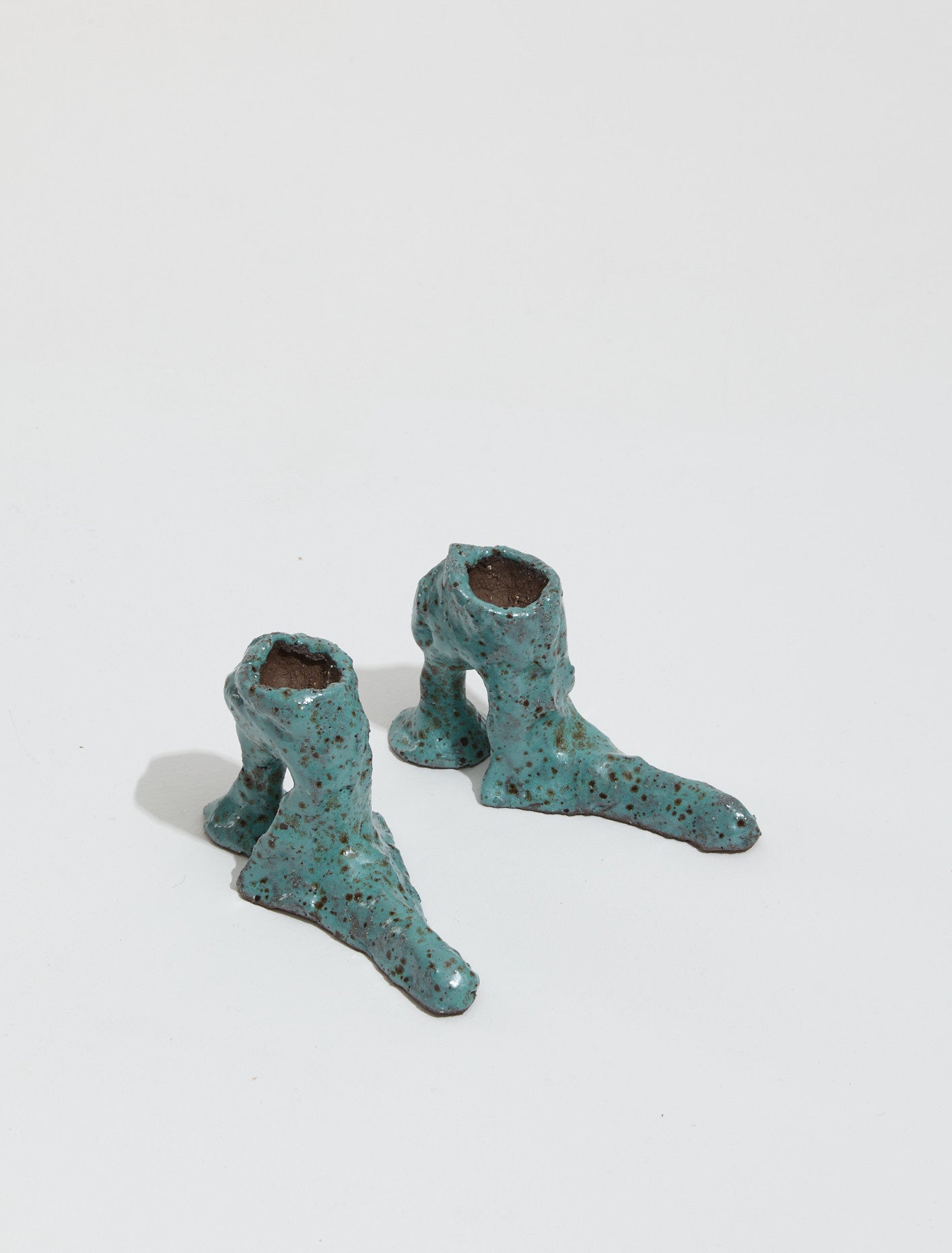 Low Heel Candle Holders in Turquoise