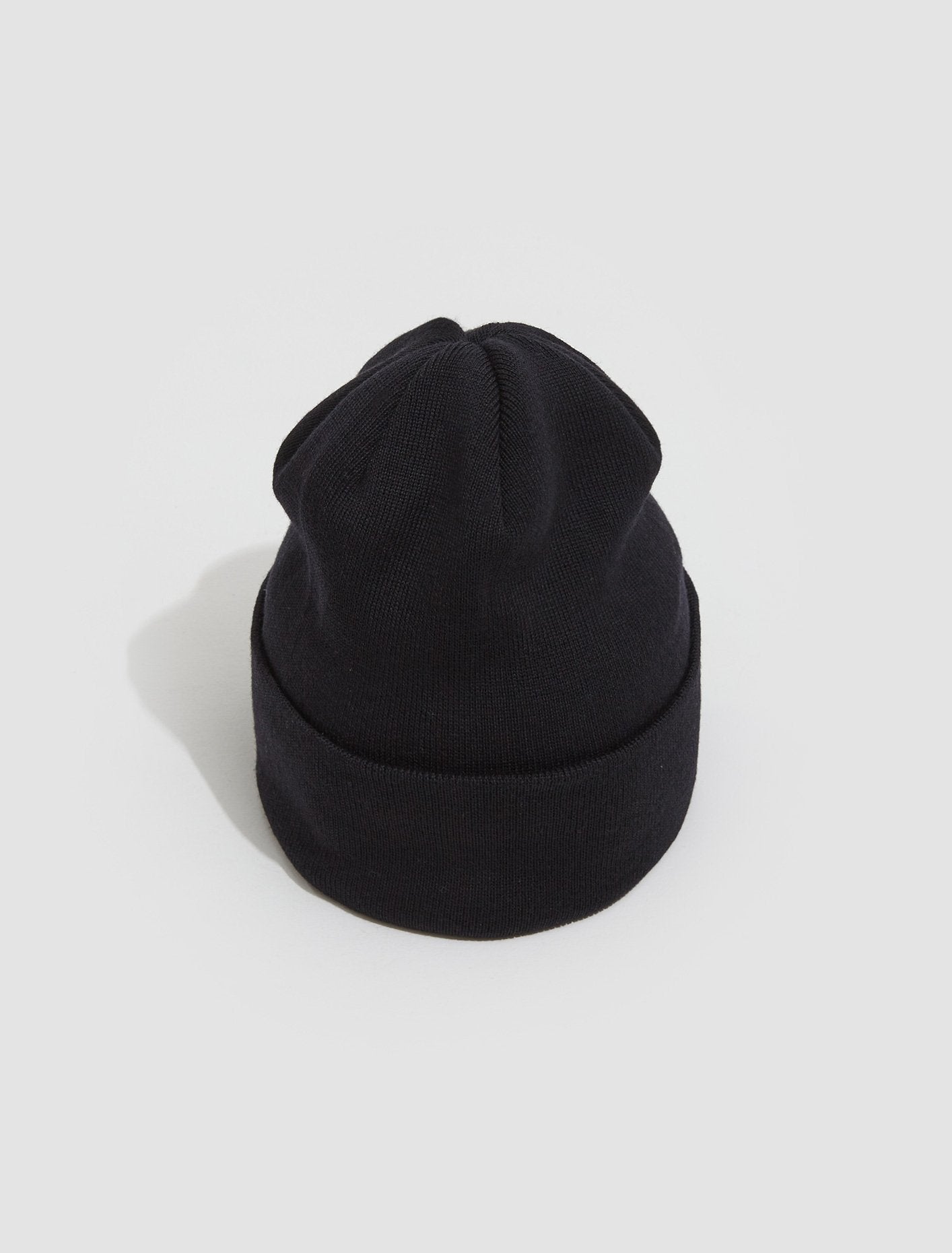 Fine Knit Merino Wool Beanie in Black