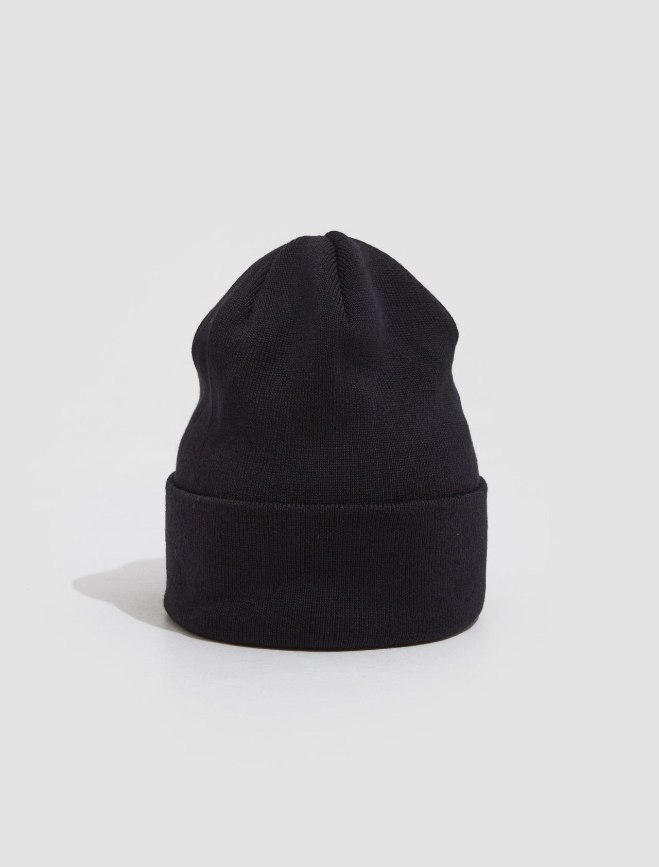 Fine Knit Merino Wool Beanie in Black