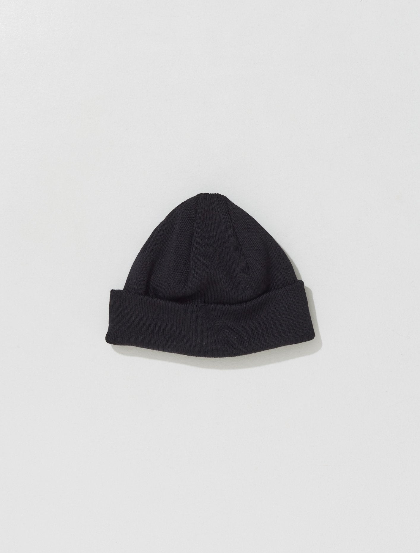 Knit Merino Wool Beanie in Black