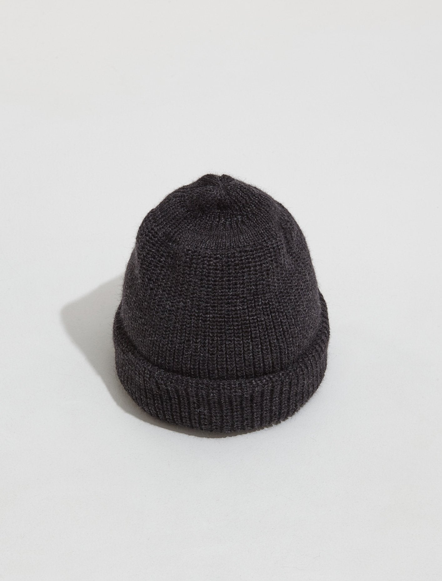 Knit Pure Wool Beanie in Anthracite