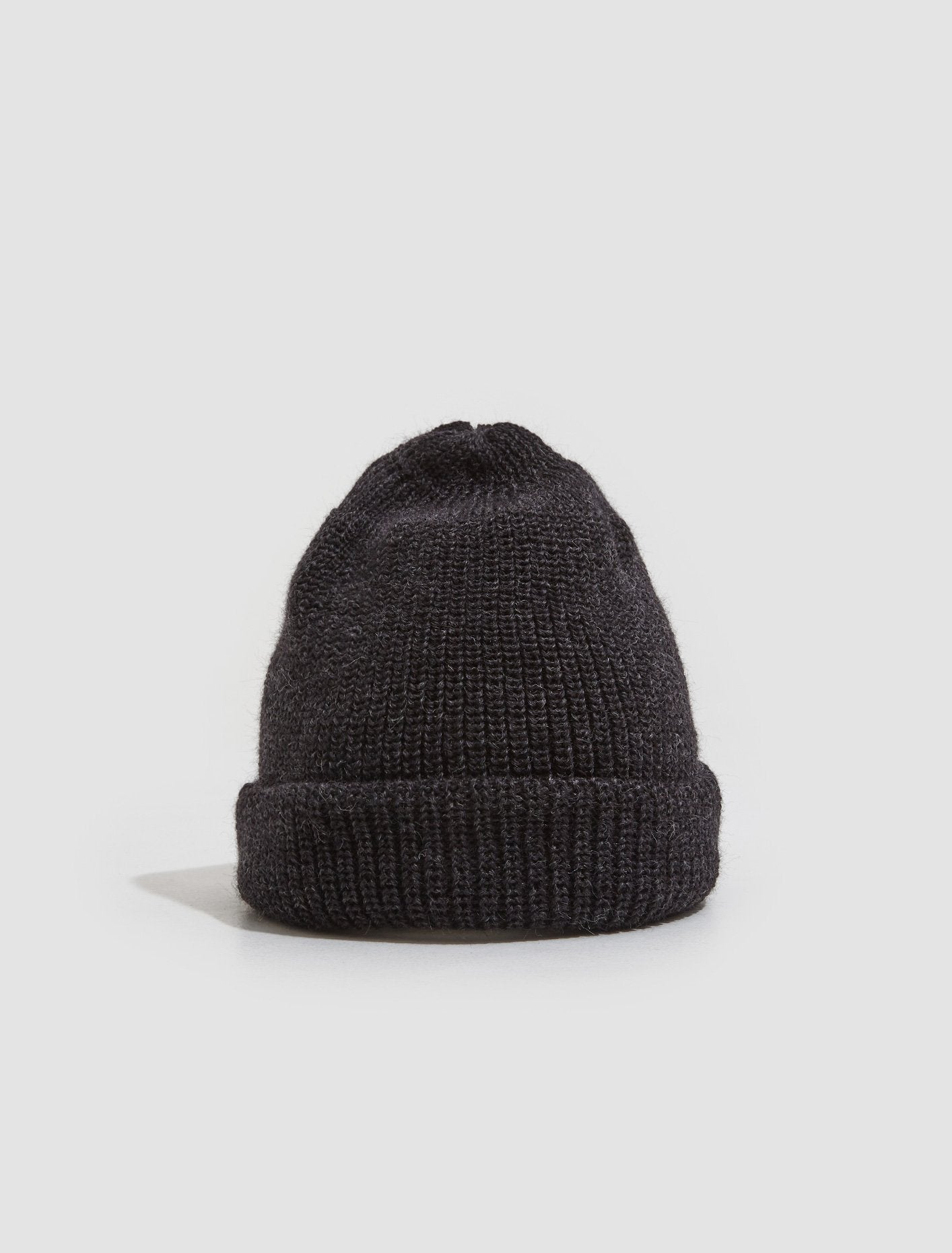 Knit Pure Wool Beanie in Anthracite