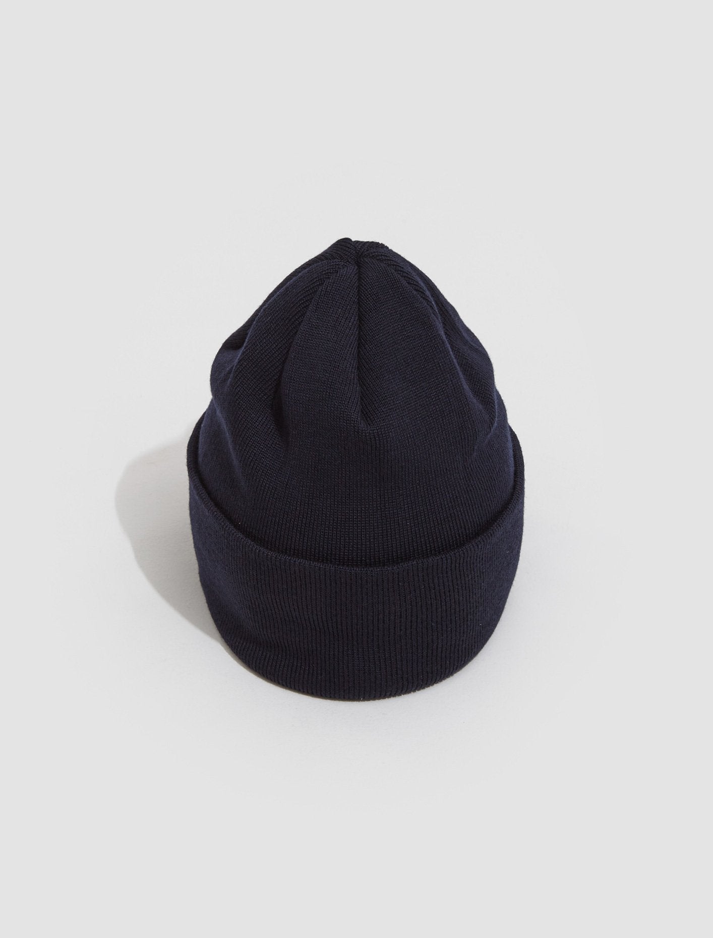 Fine Knit Merino Wool Beanie in Marine