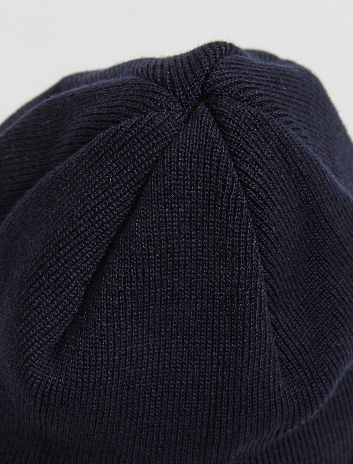 Fine Knit Merino Wool Beanie in Marine